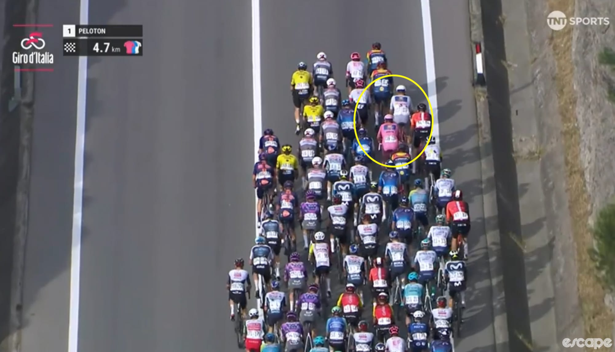 The Giro ride of the day goes to Mathias Vacek, Pedersen’s incredible leadout man