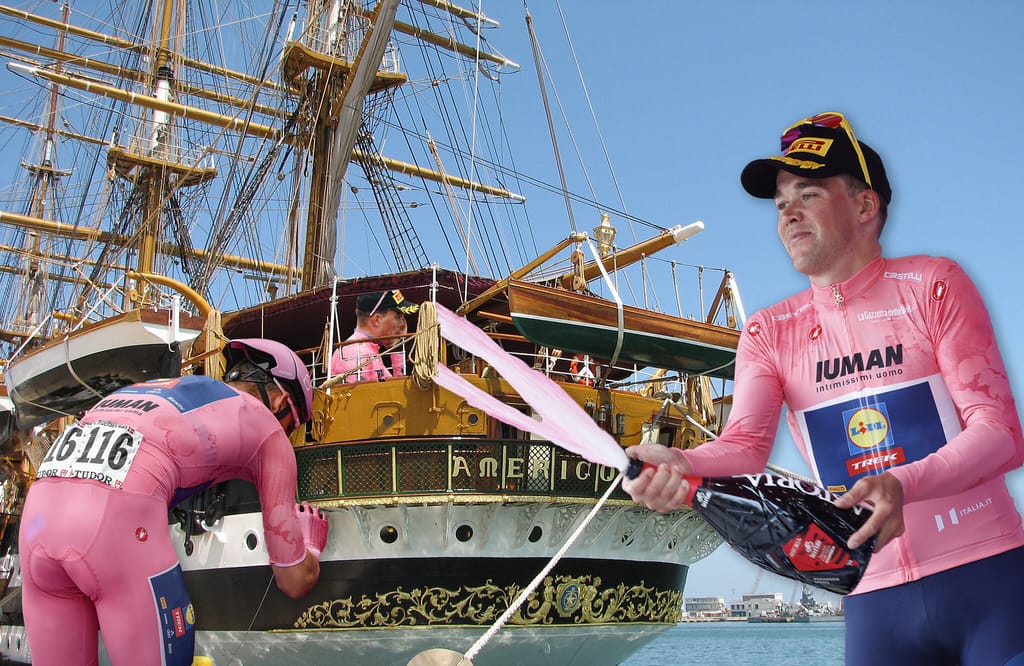 A pink jersey trip on an old ship