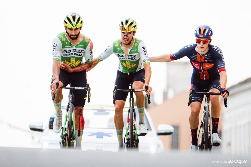 Pink, then blood: The mop-up after the Tour's first big crash
