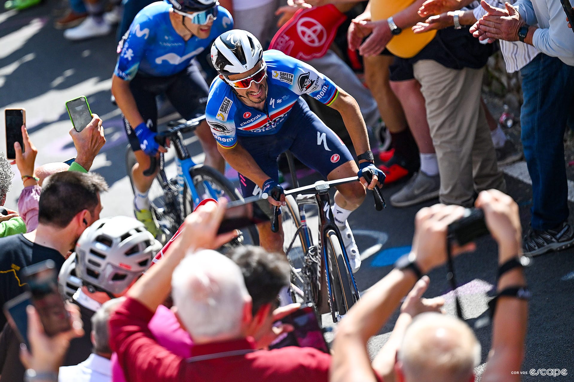 Alaphilippe and arresting the slide