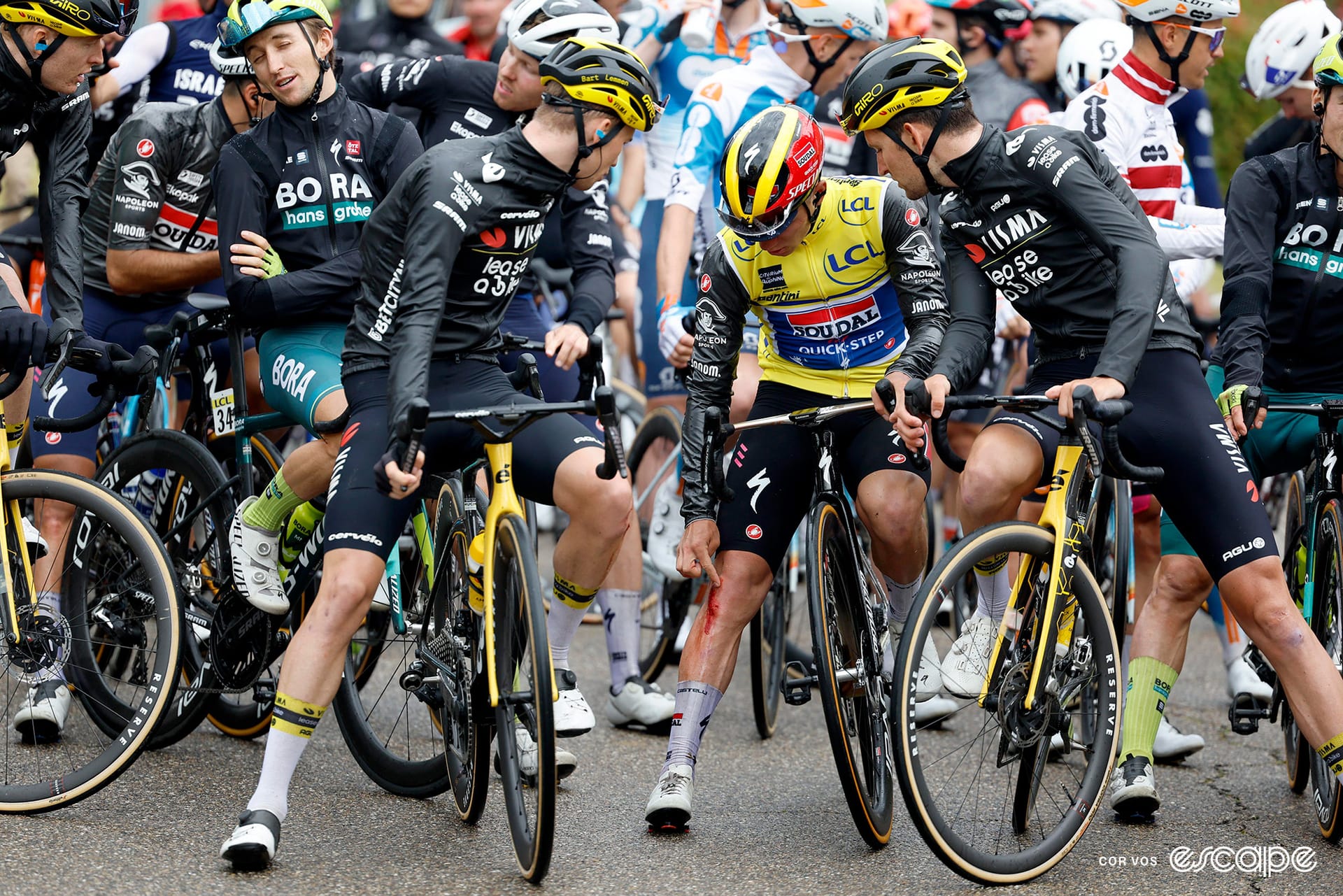 Dauphiné stage 5 neutralised after huge crash that brought down Evenepoel and Roglič