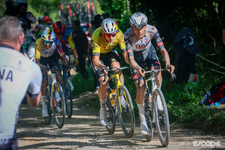 Strade Bianche stage brings chaos to the Giro as Del Toro launches into pink and Van Aert takes comeback win