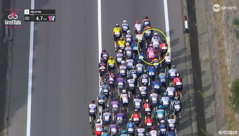 The Giro ride of the day goes to Mathias Vacek, Pedersen’s incredible leadout man