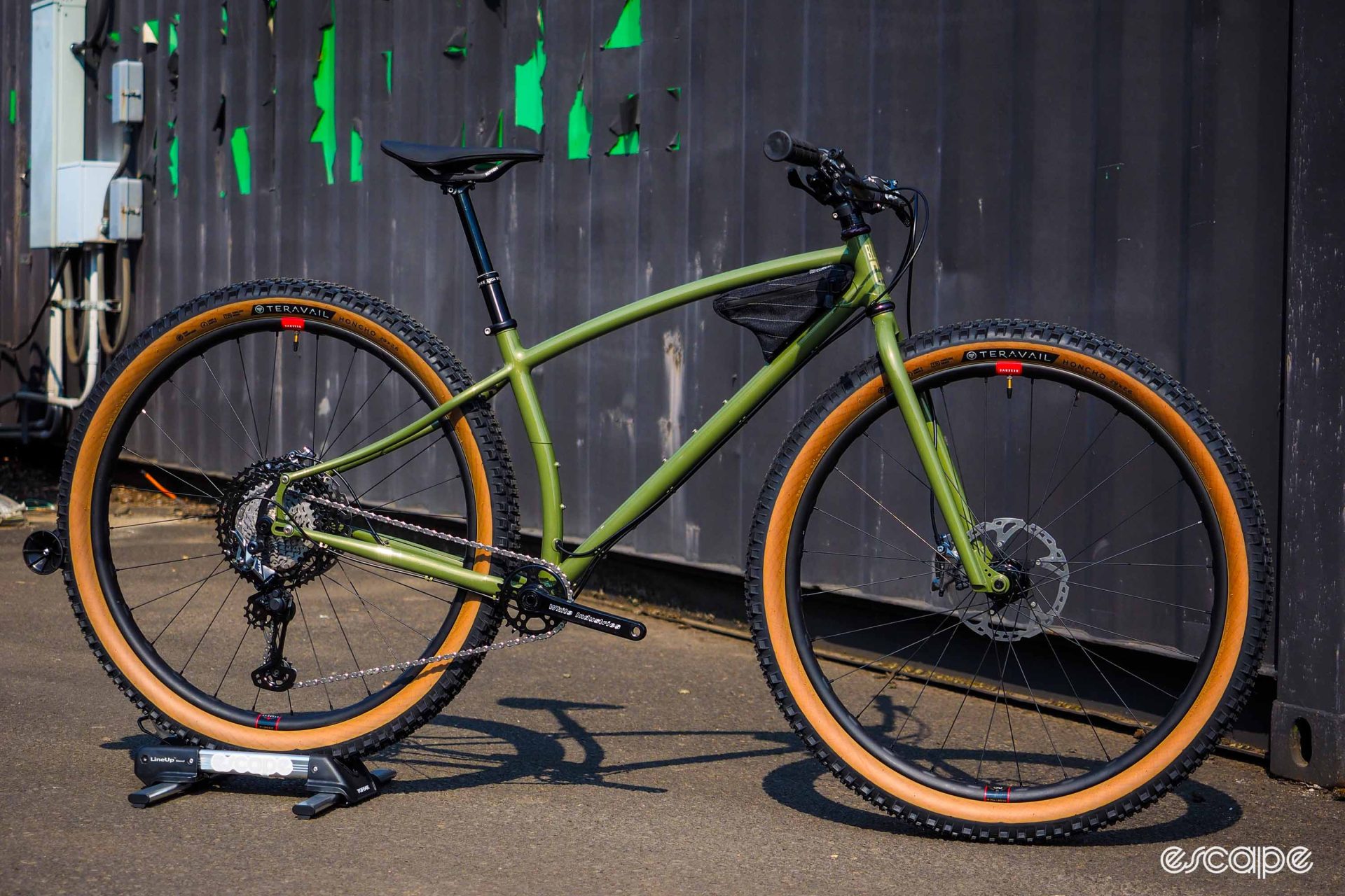 Black Cat custom 29er fully rigid steel hardtail in green