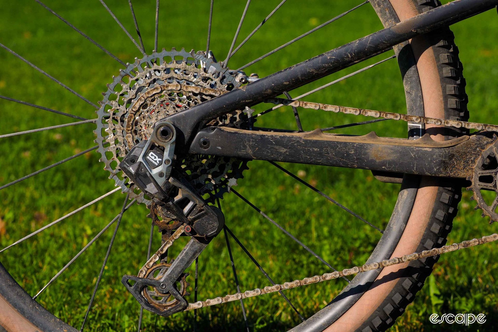 SRAM GX Eagle Transmission rear derailleur mounted on Rocky Mountain Element Carbon