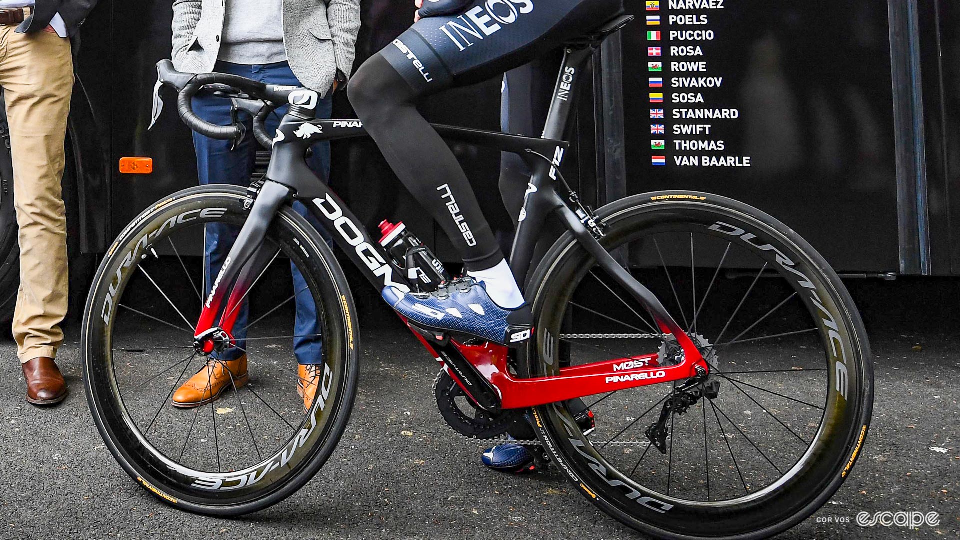 The photo shows Chris Froome's Pinarello F12