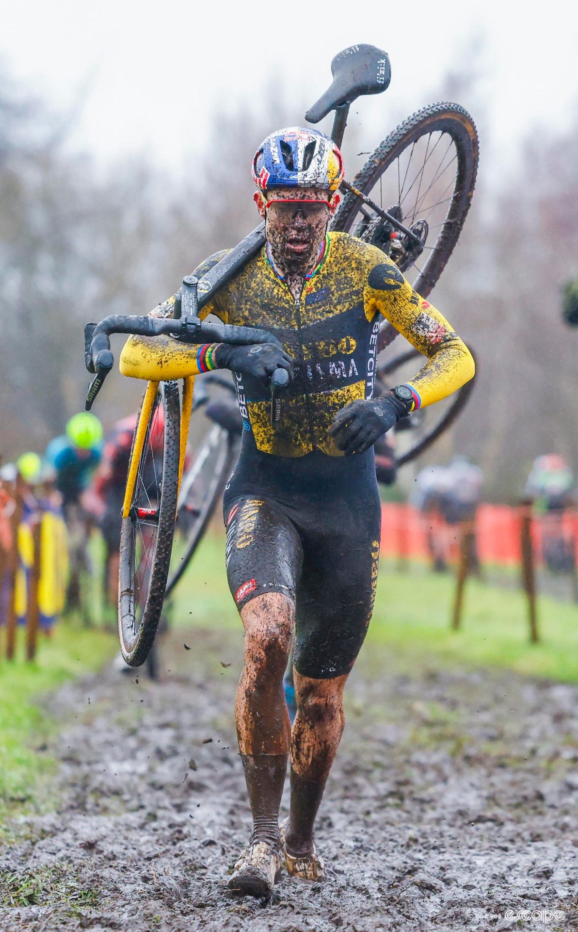 Wout van Aert during a very wet and muddy Exact Cross Essen.