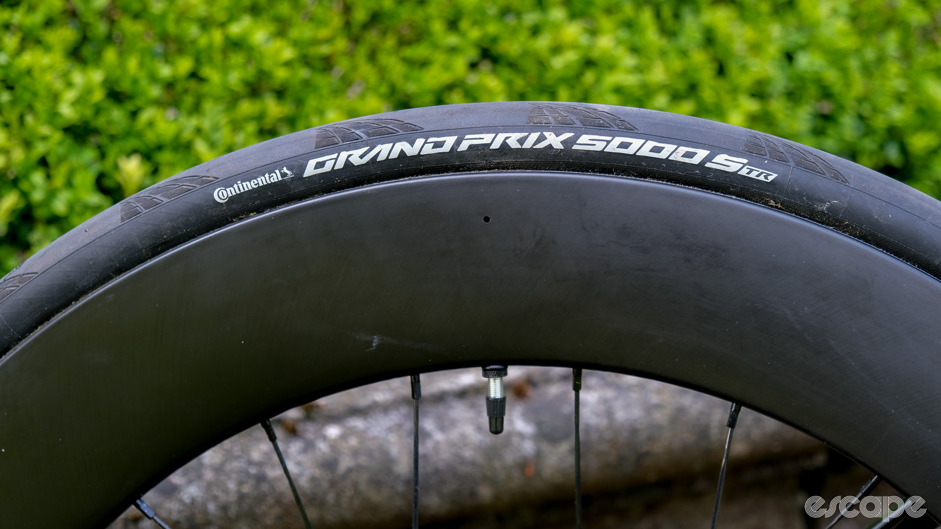 The image shows the rear tyre on the optimised Cannondale SuperSix Evo Hi-Mod 2 built for the Ras Tailteann stage race.