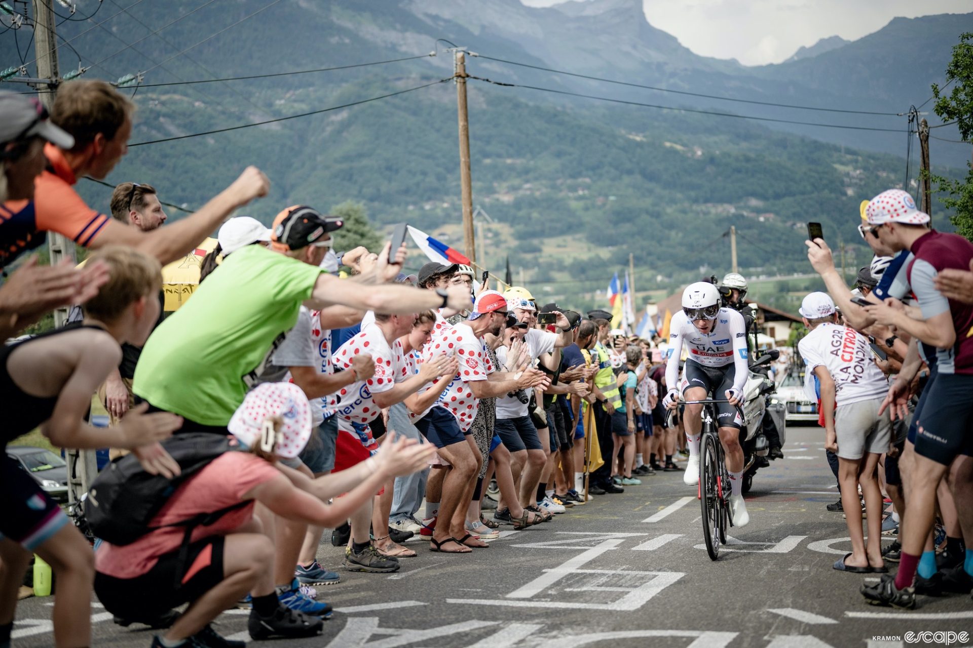 Tadej Pogačar in time trial mode at the Tour de France.