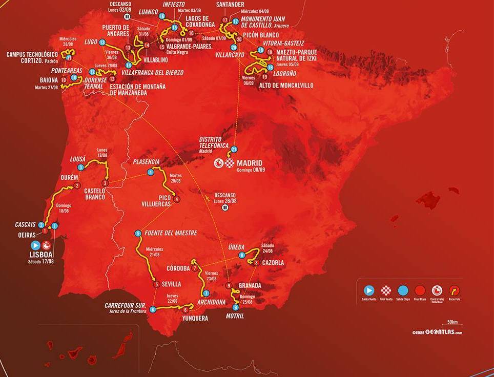 The route of the 2024 Vuelta a España.