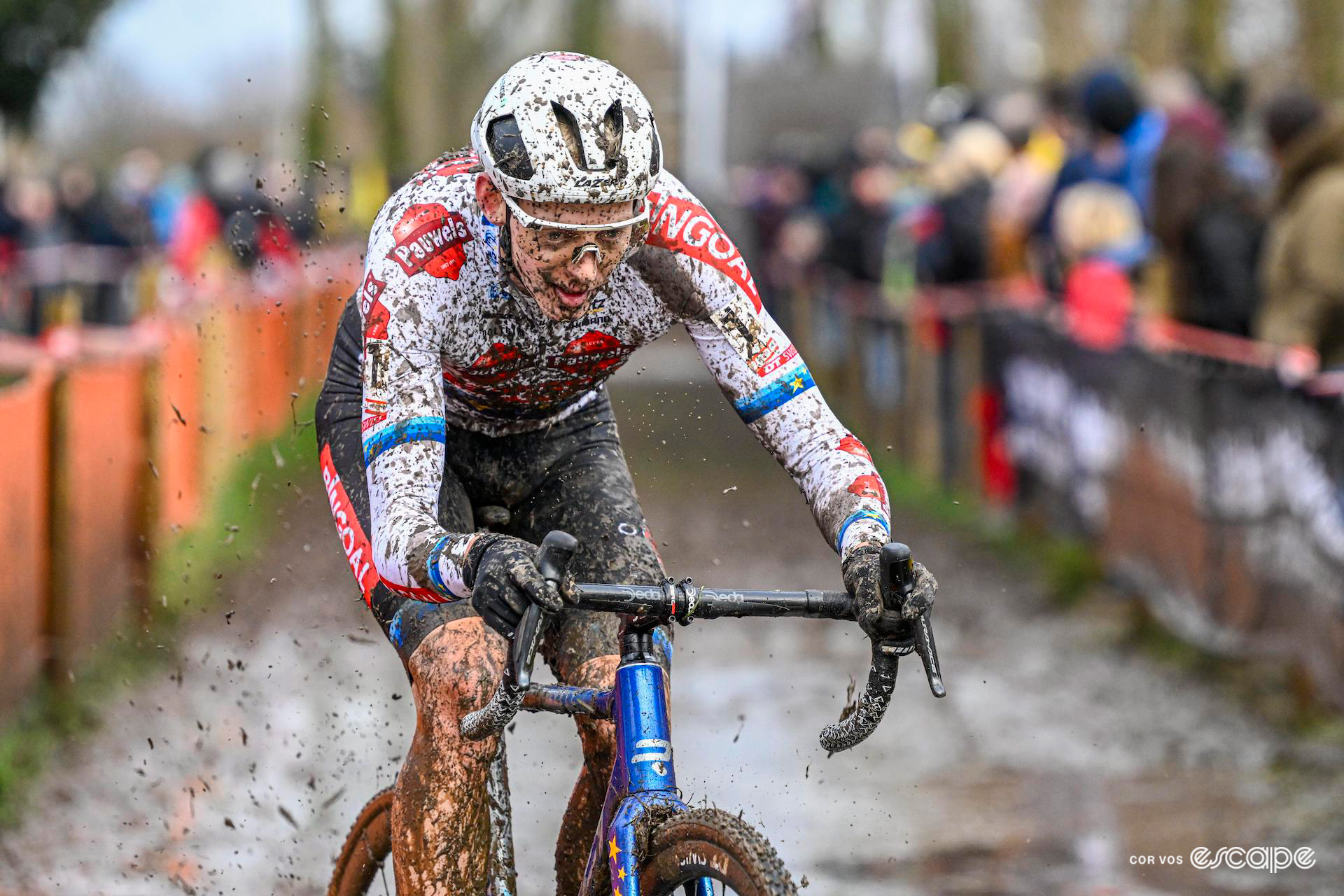 European champion Michael Vanthourenhout covered in mud during Hexia Cyclocross Gullegem.