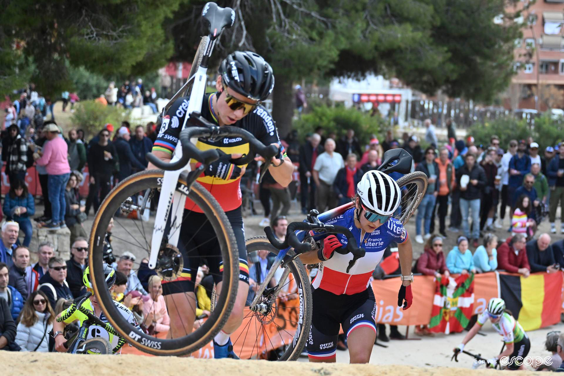 Sanne Cant and Hélène Clauzel during CX World Cup Benidorm.