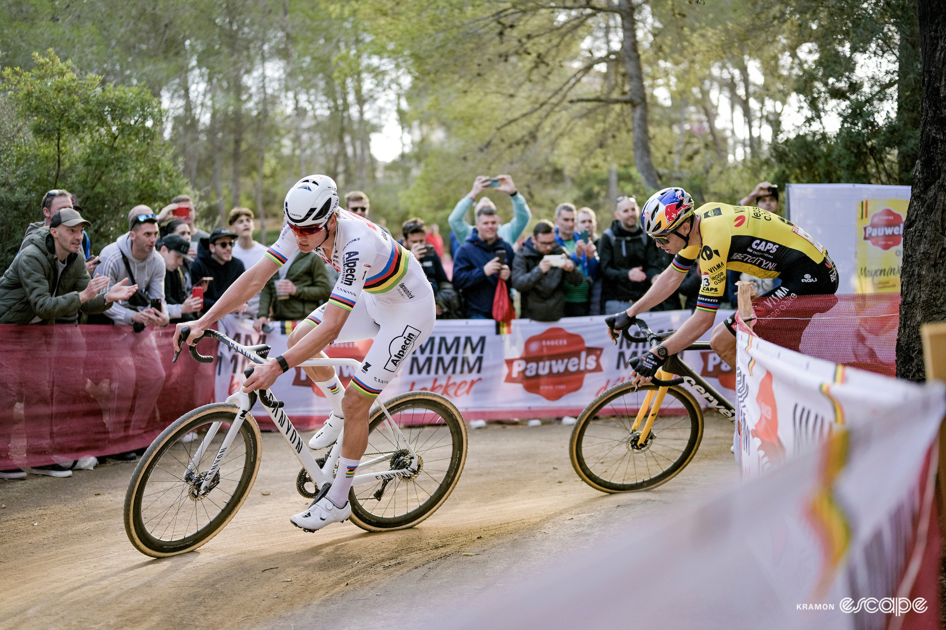 Mathieu van der Poel and Wout van Aert during CX World Cup Benidorm.