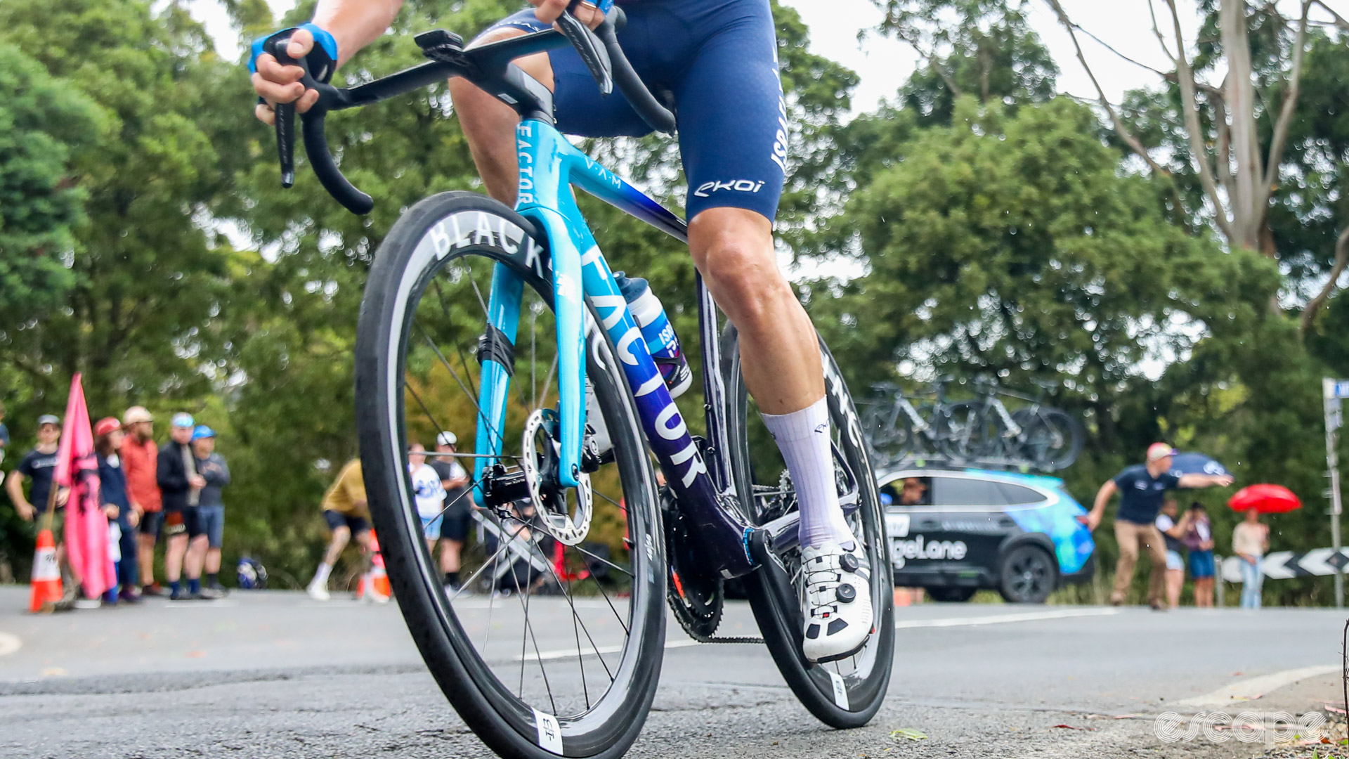 The photo shows the front of the new Factor Ostro spotted at the Australian road race national championships.