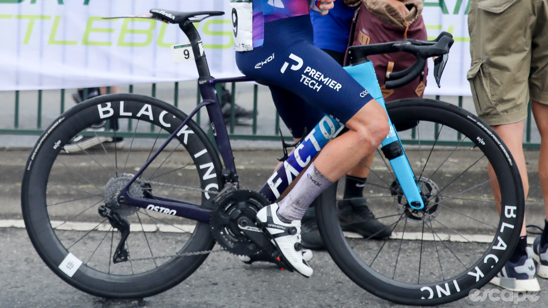 The photo shows Simon Clarke's new Factor Ostro after the finish of the Australian road race national championships.