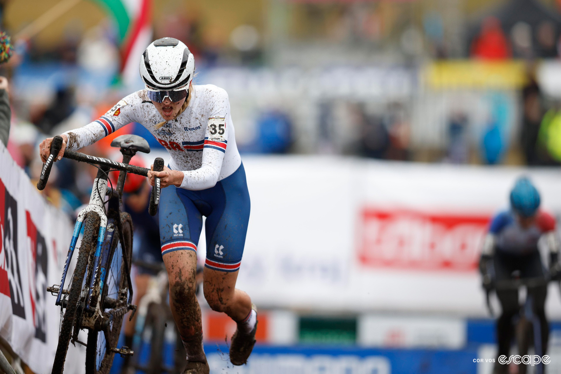 British junior rider Cat Ferguson during the UCI Cyclo-Cross World Championships in Tábor.