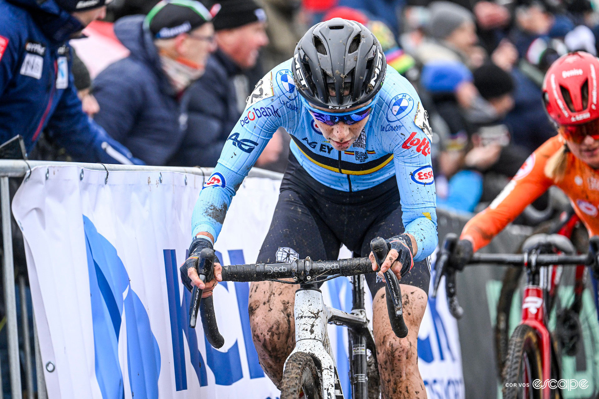 Belgian rider Sanne Cant during the 2024 Cyclo-Cross World Championships in Tábor.