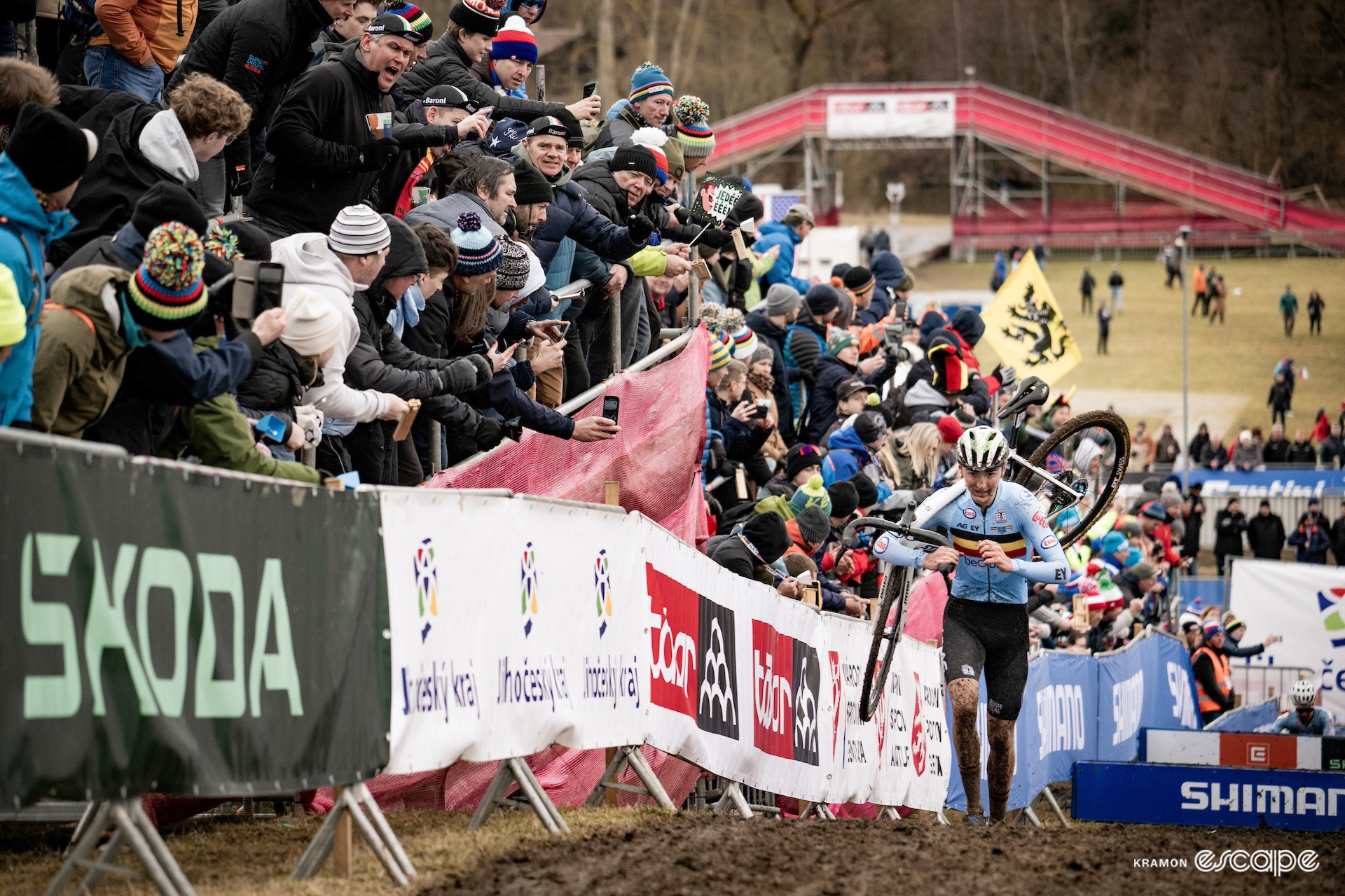 Belgian Under-23 rider Emiel Verstrynge during the 2024 Cyclocross World Championships in Tábor.