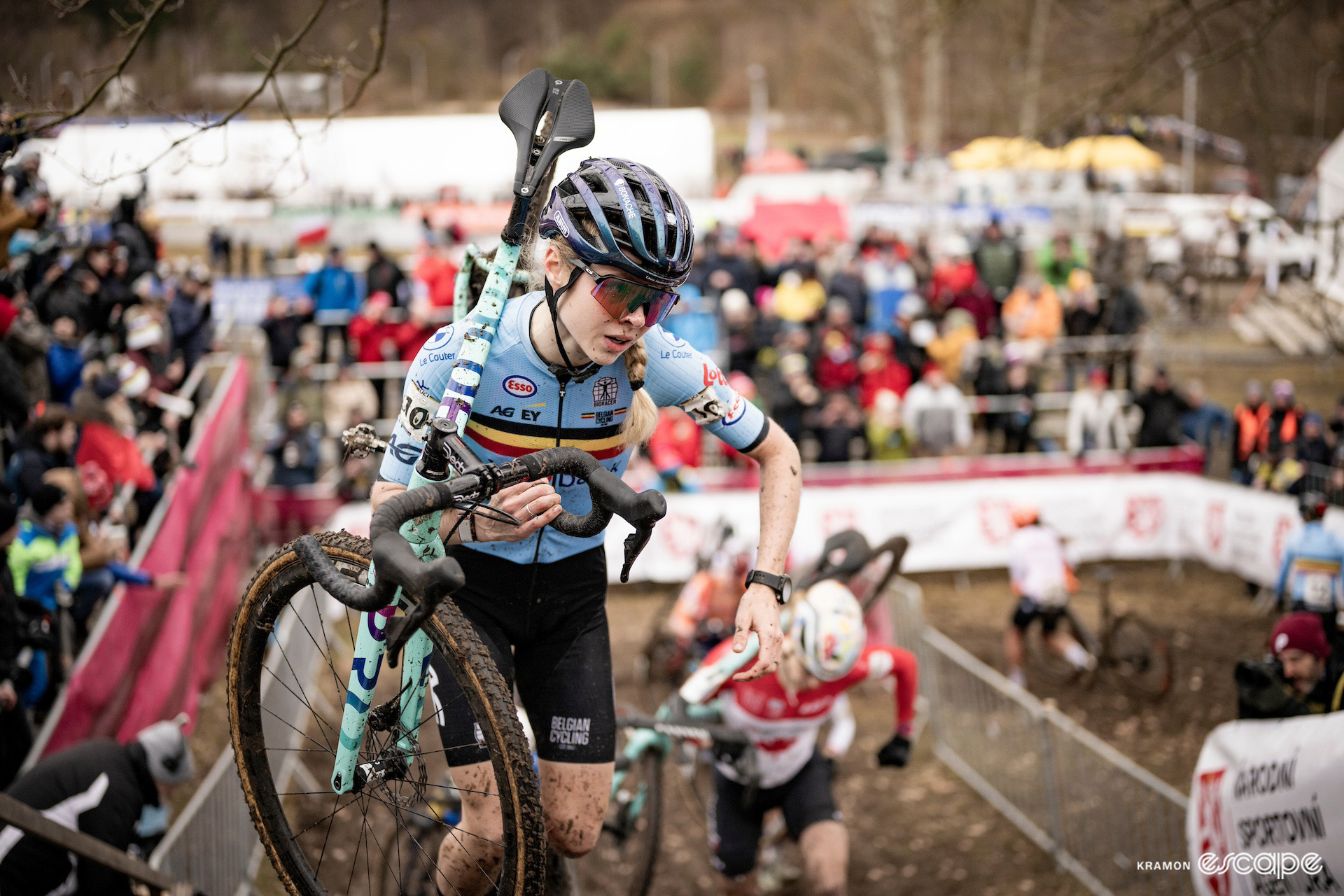 Belgium's Laura Verdonschot during the 2024 Cyclocross World Championships in Tábor.