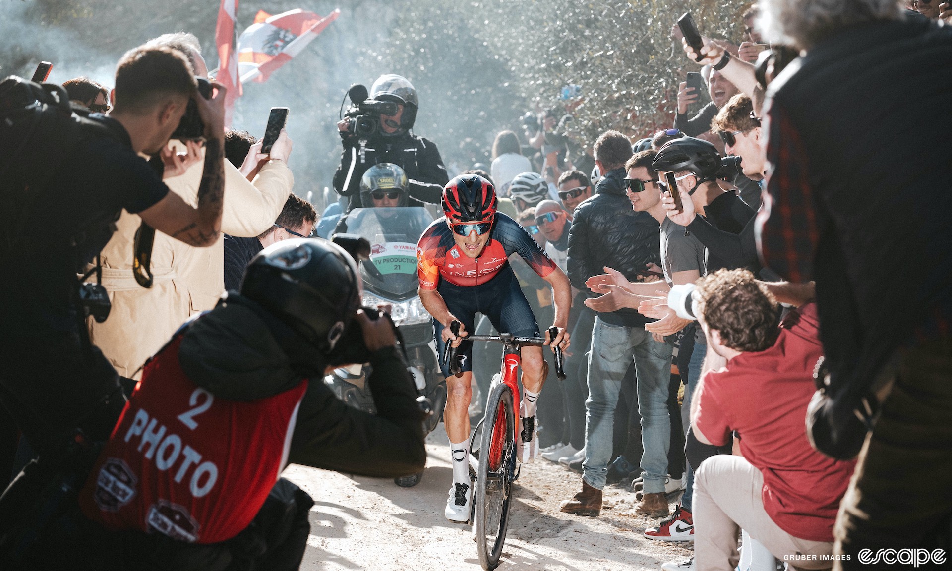 Tom Pidcock at Strade Bianche.