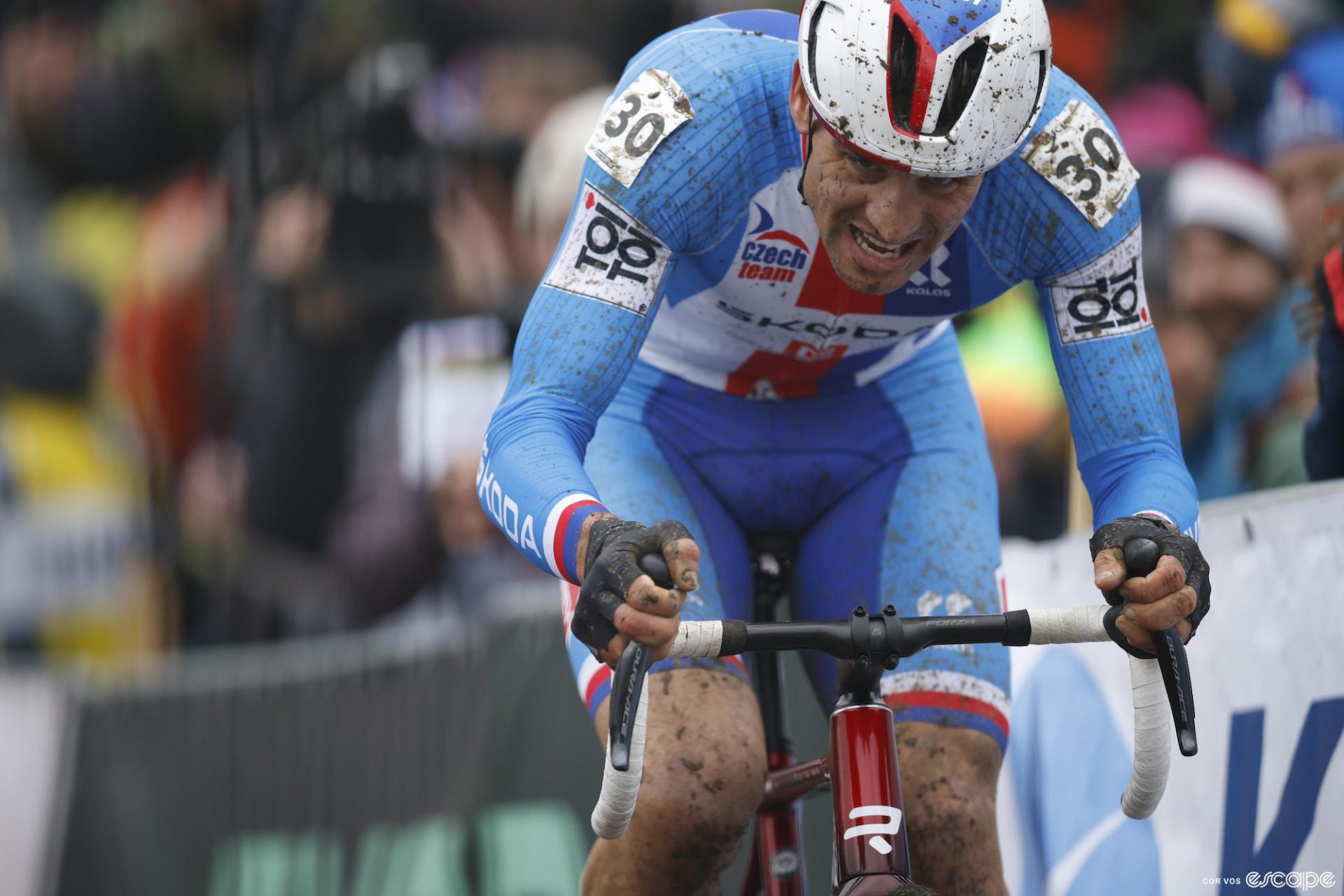 Zdeněk Štybar at cyclocross worlds in the Czech Republic.