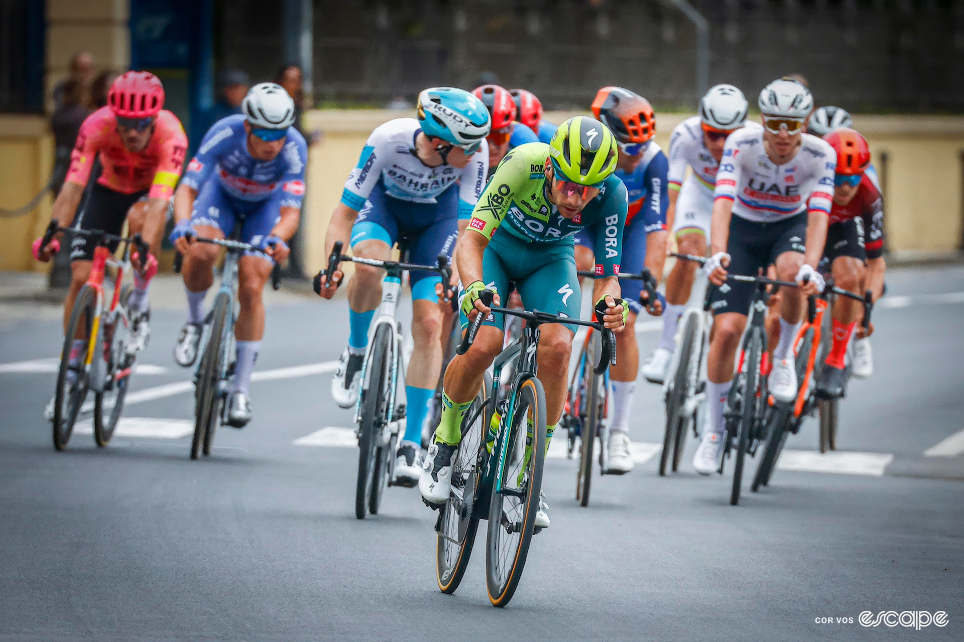 Matteo Sobrero attacks the favourites during Milan-San Remo 2024.