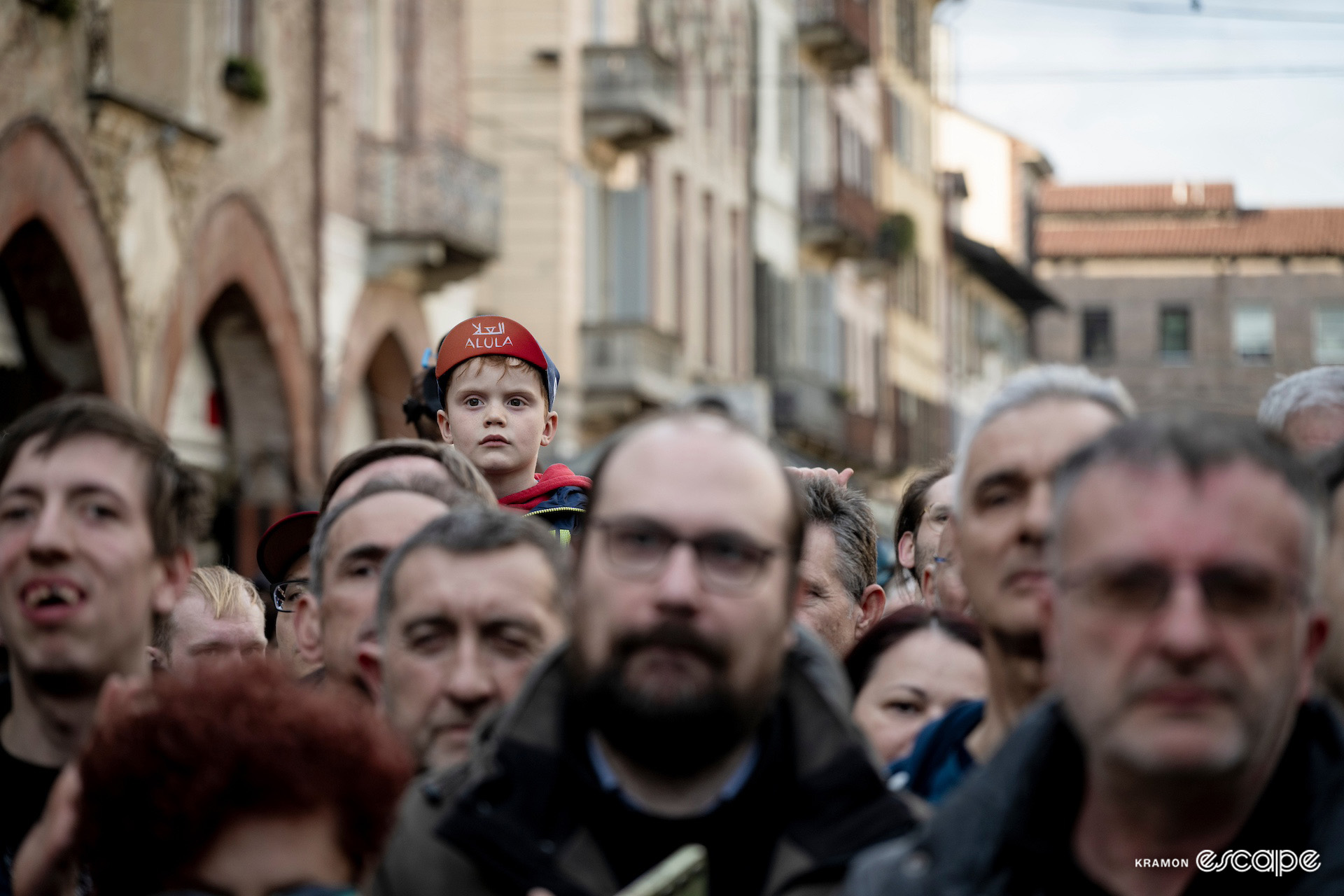 Fans at the team presentation for Milan-San Remo 2024.