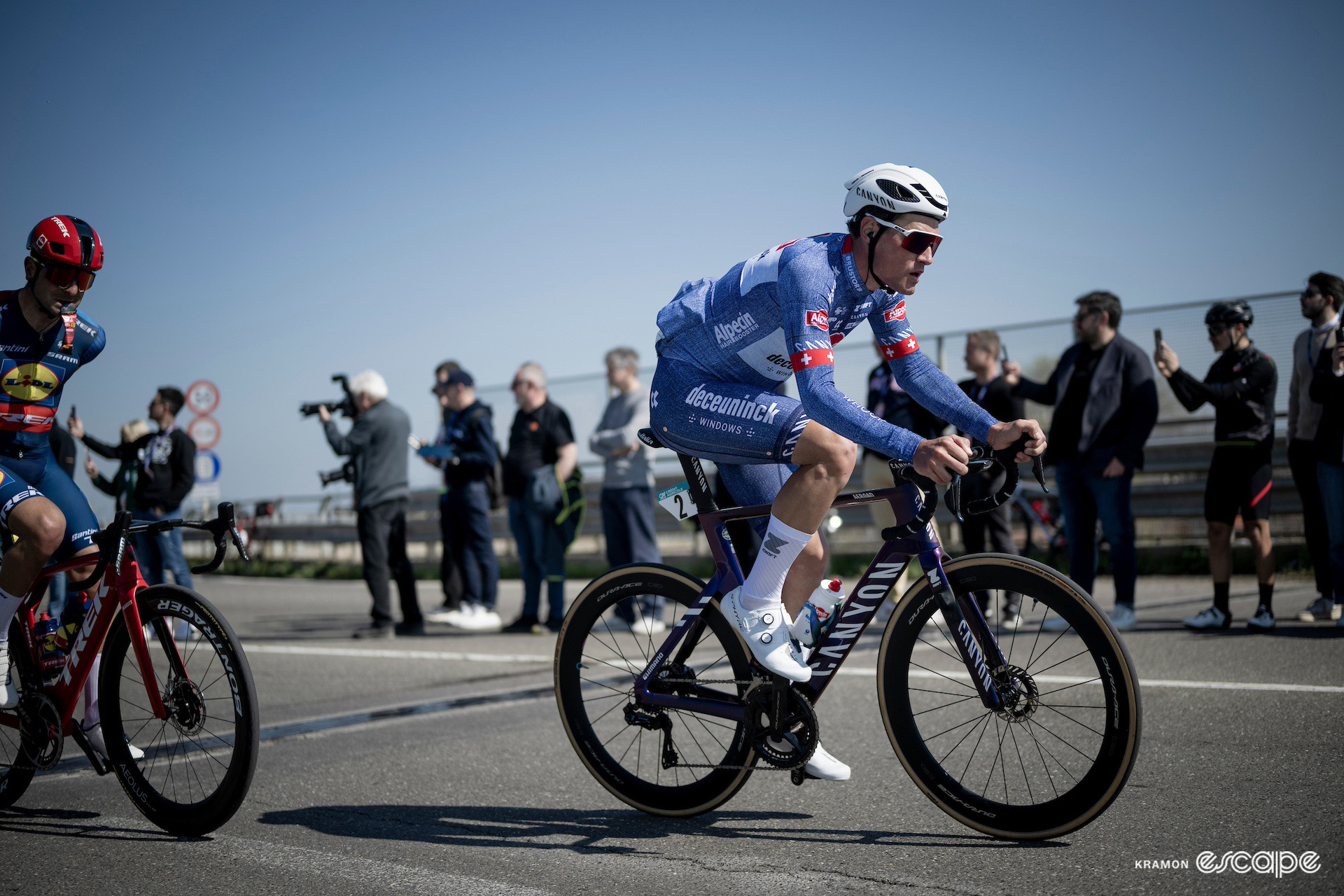 Silvan Dillier in the peloton during Milan-San Remo 2024.