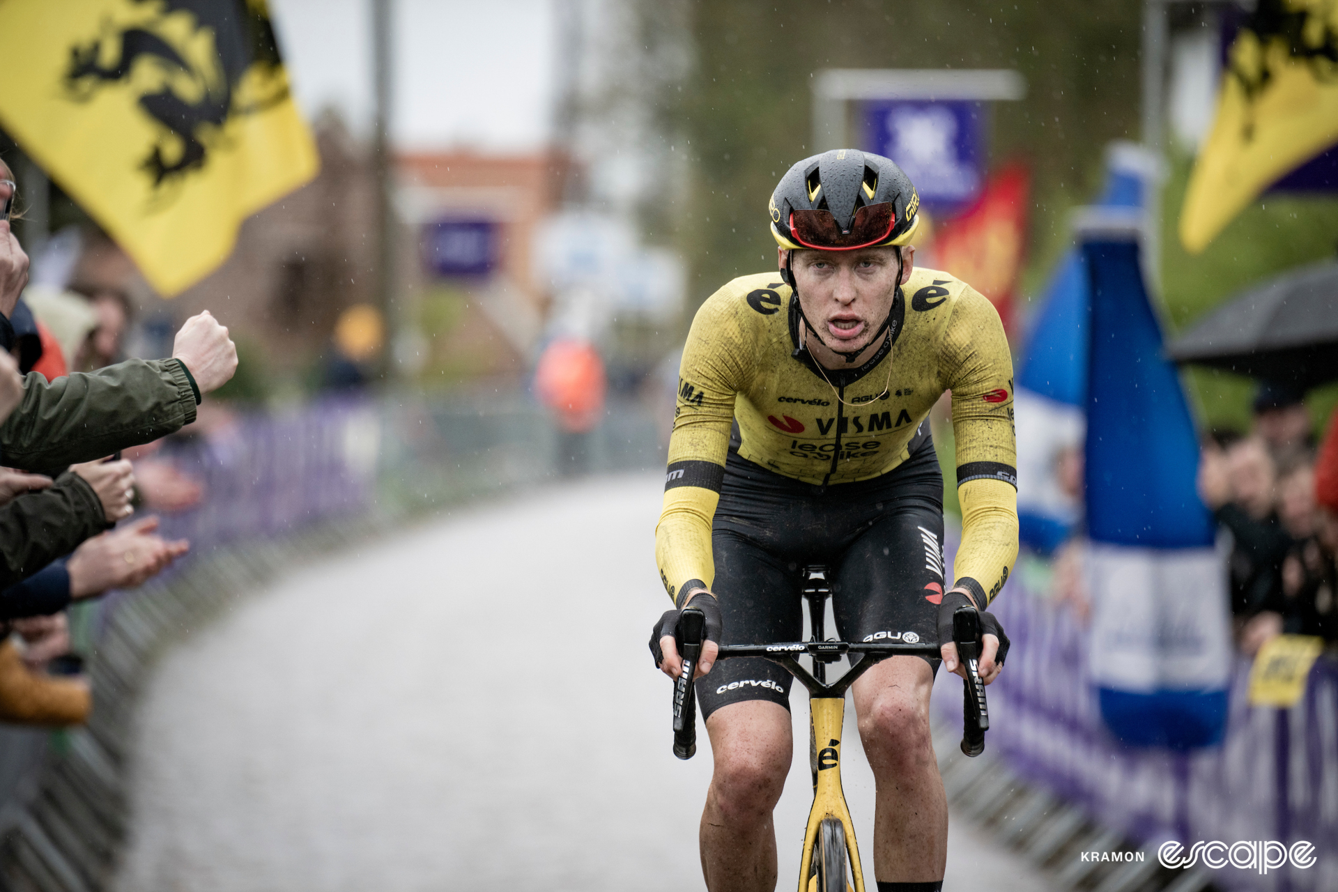 Matteo Jorgenson at the Tour of Flanders.