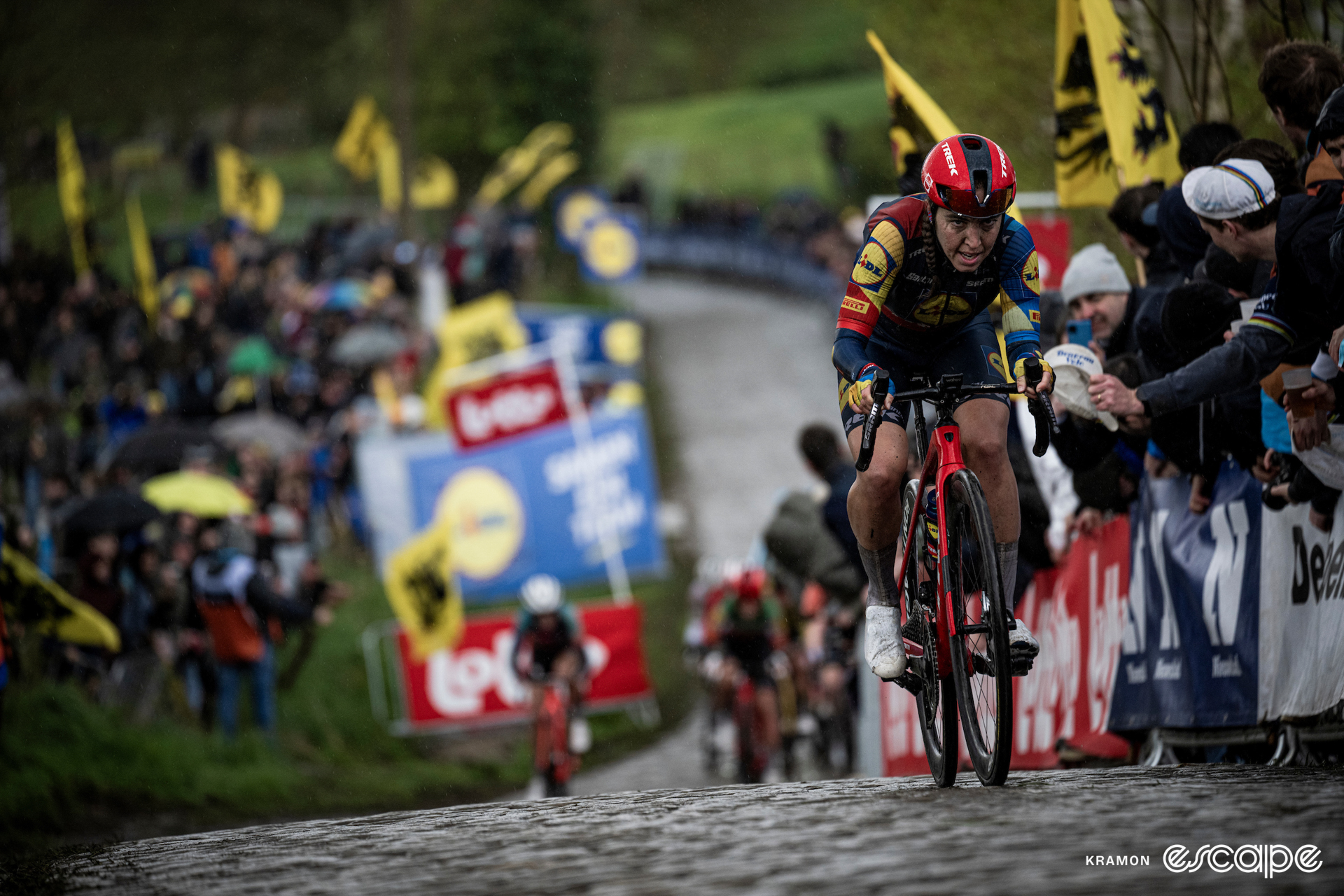 Shirin van Anrooij on the Paterberg at the Tour of Flanders.