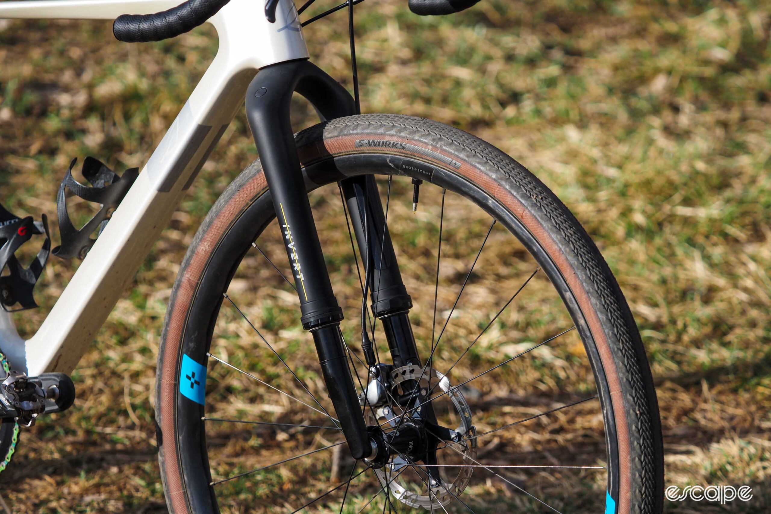 Cane Creek Invert gravel suspension fork front three-quarter view