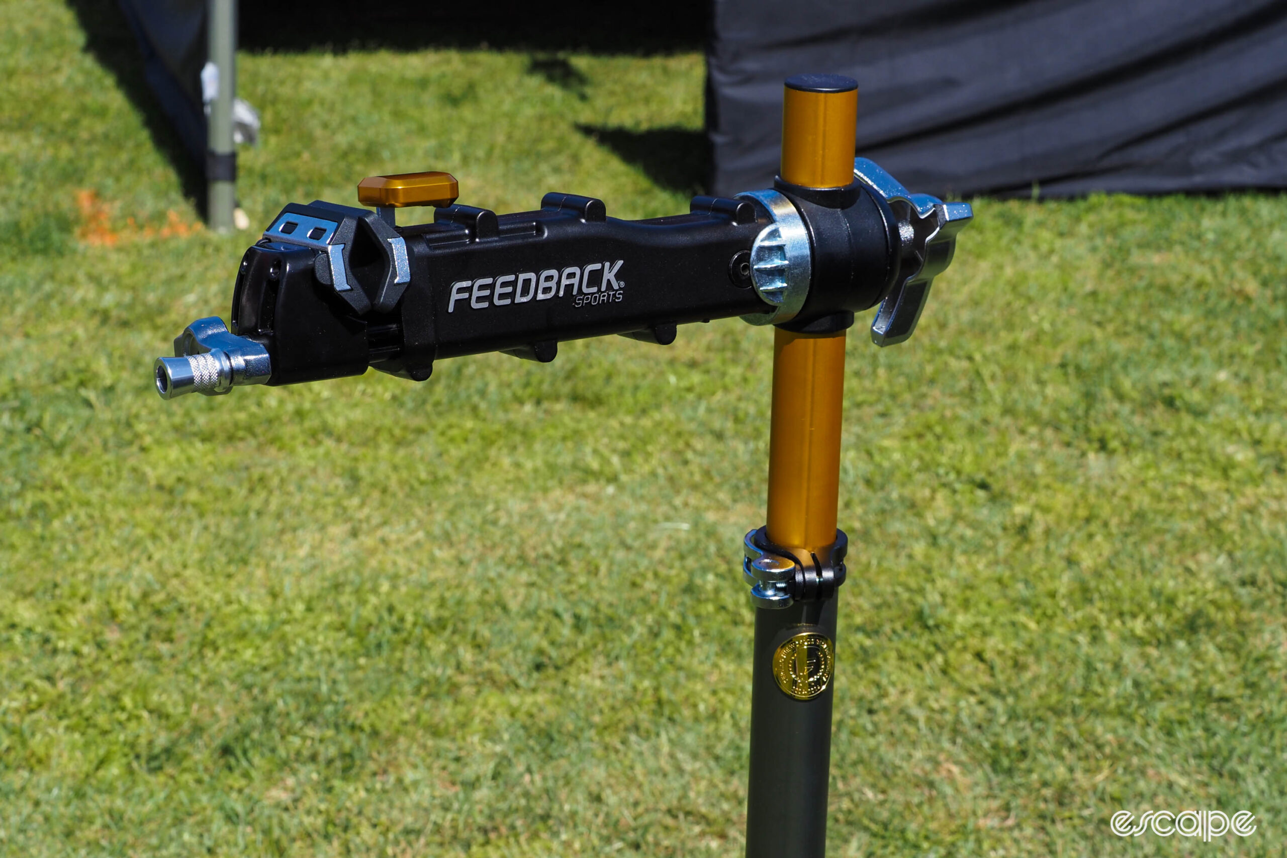 Feedback Sports Pro Mechanic 20th anniversary repair stand gold detail