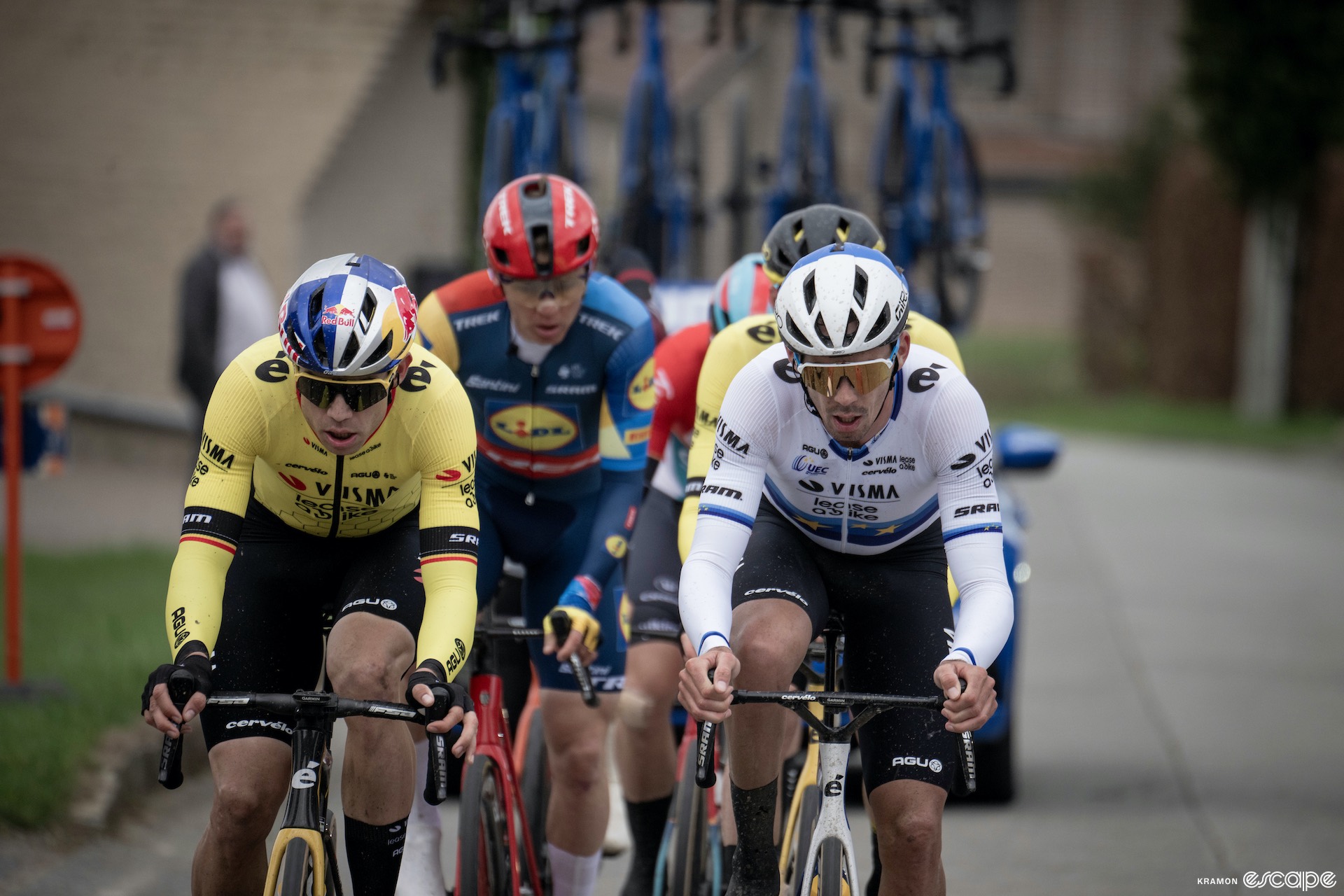 Wout van Aert and Christophe Laporte at the Omloop Het Nieuwsblad.