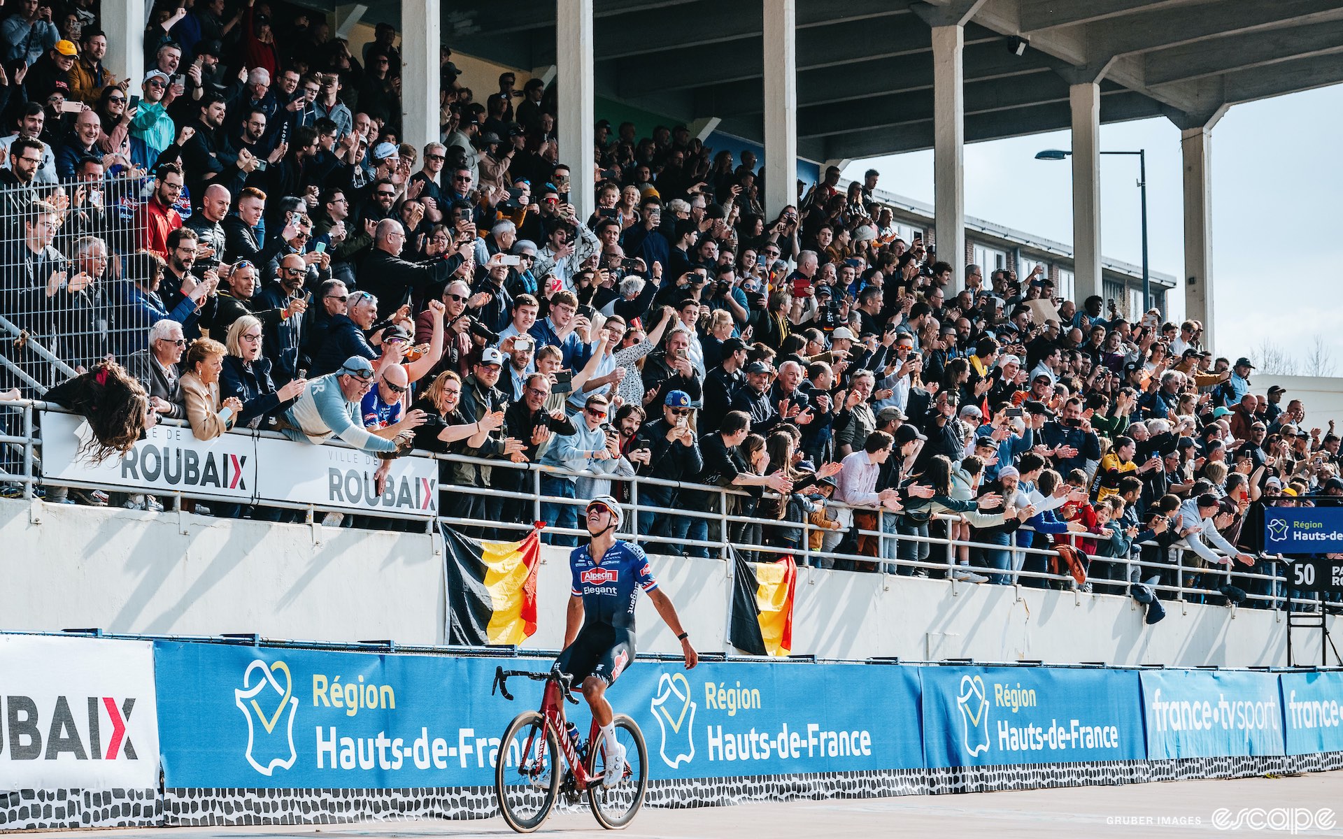 Mathieu van der Poel in the Roubaix velodrome.