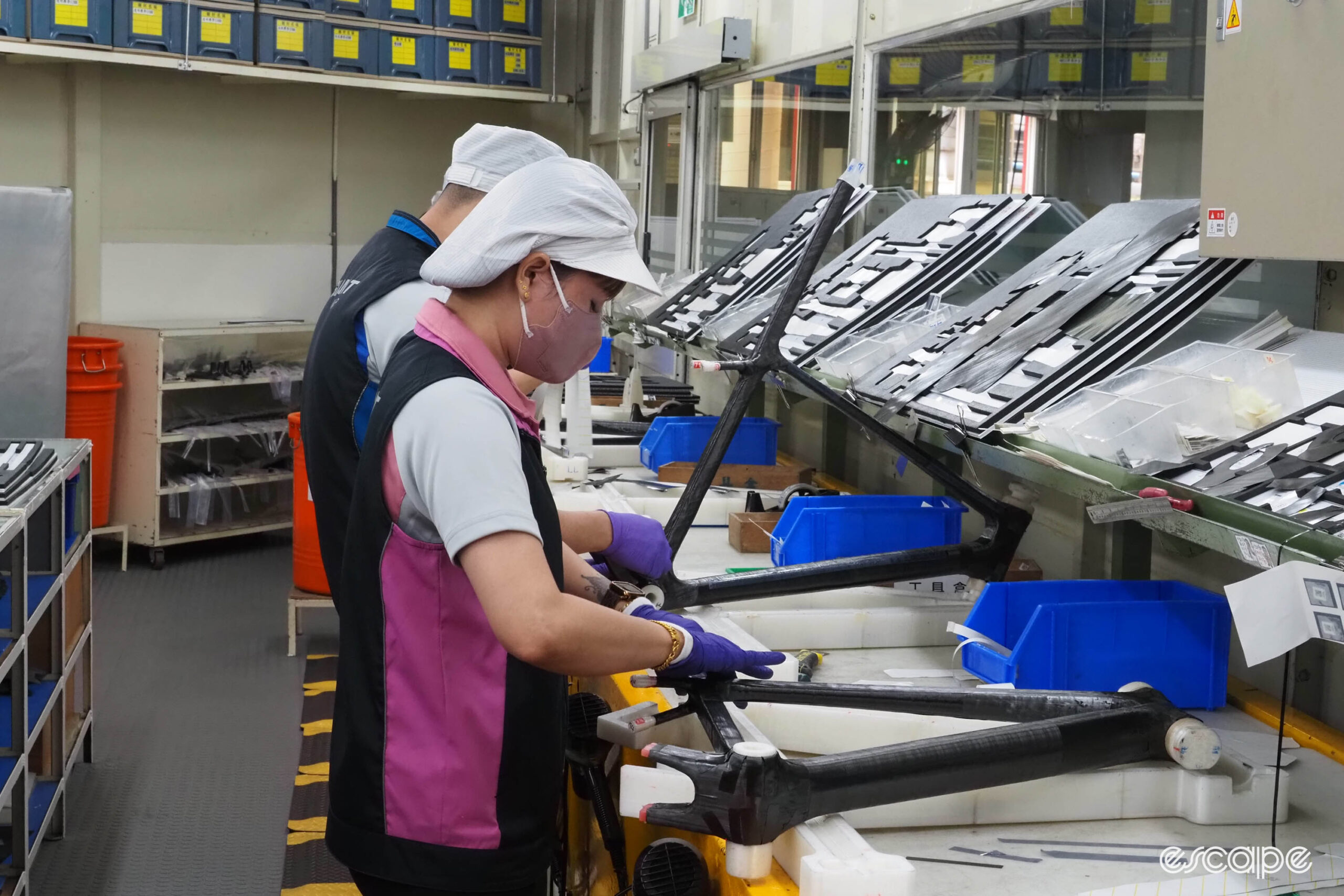 Giant carbon factory tour laminating frames