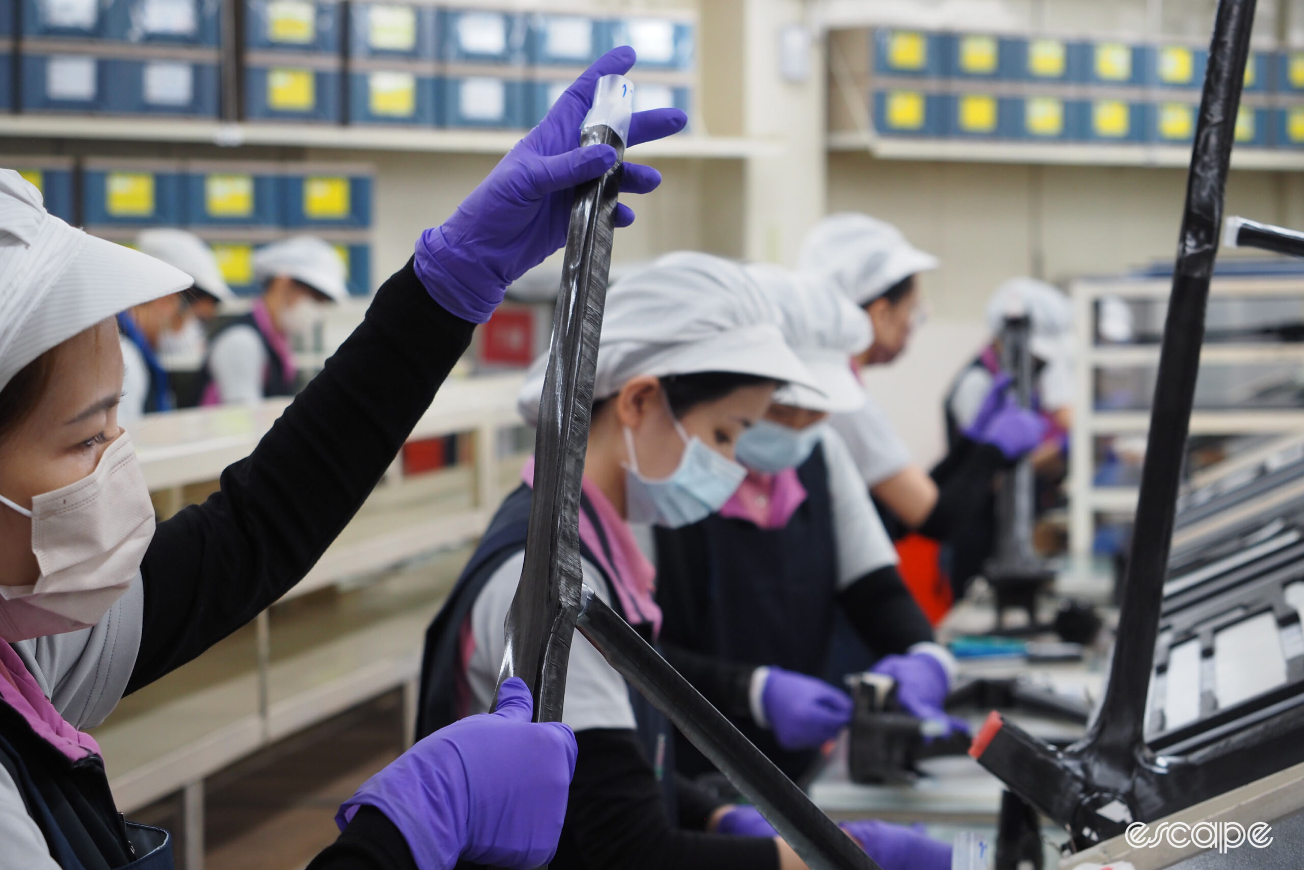 Giant carbon factory tour laminating frames