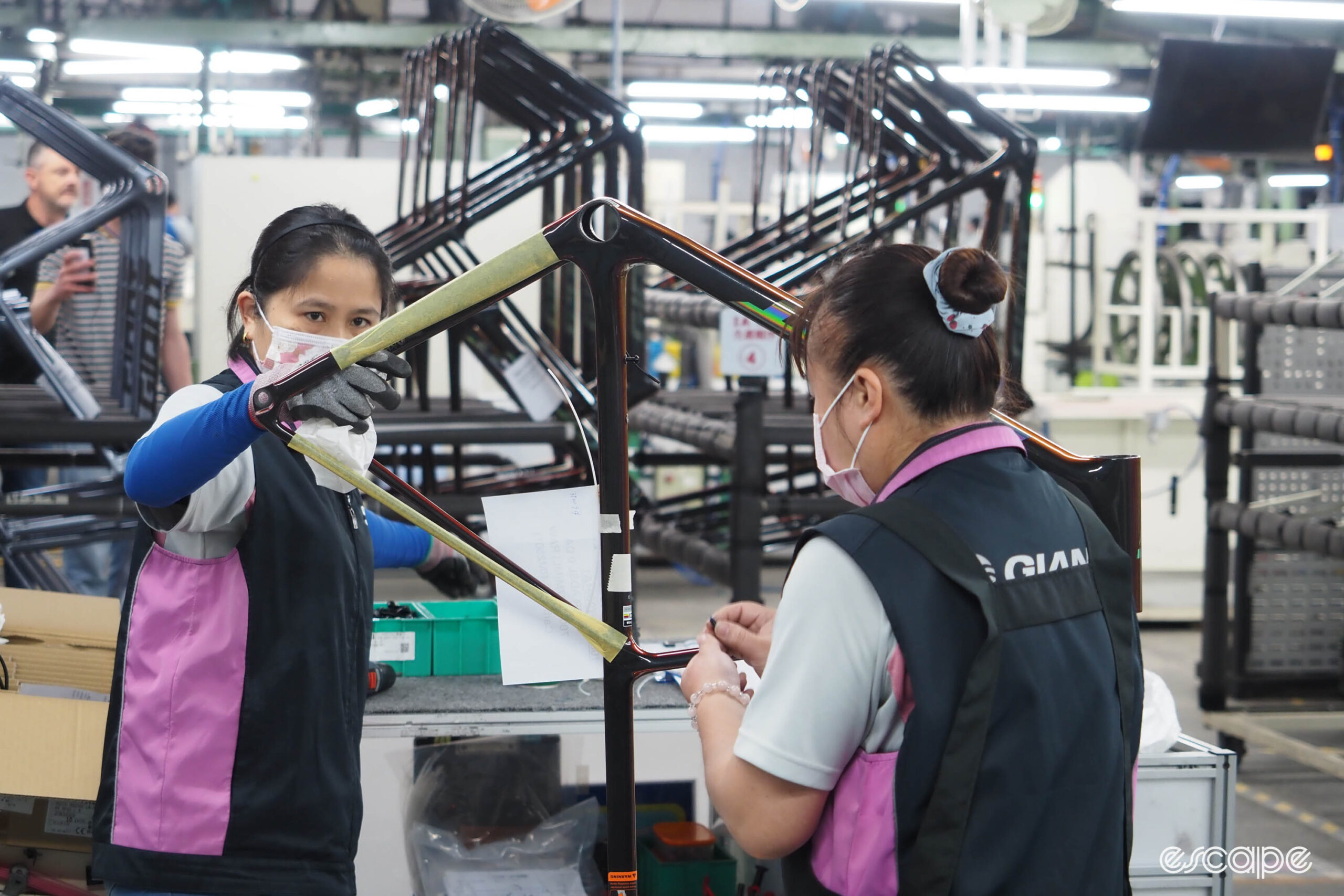 Giant carbon factory tour assembling frames