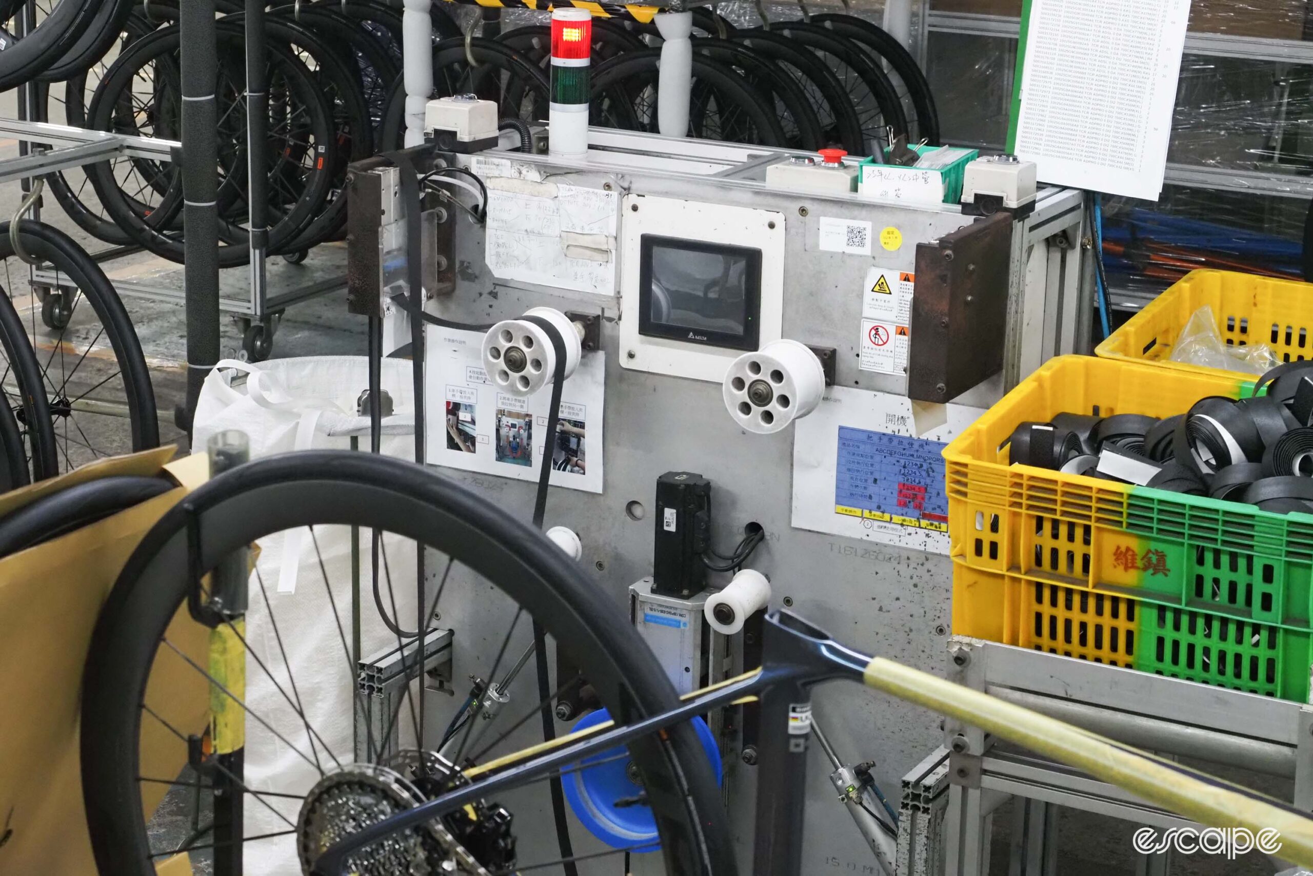 Giant carbon factory tour bar tape cutting machine