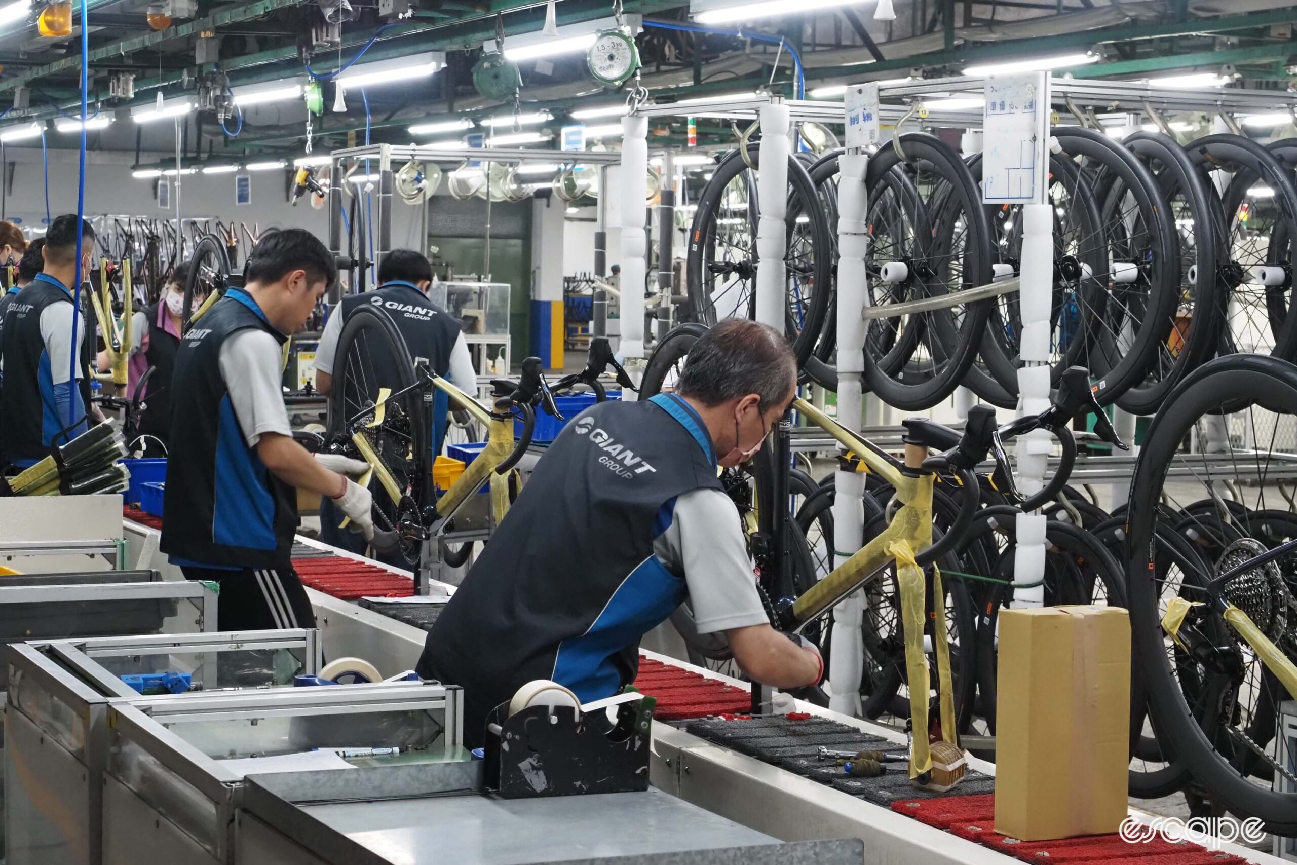 Giant carbon factory tour assembling bikes