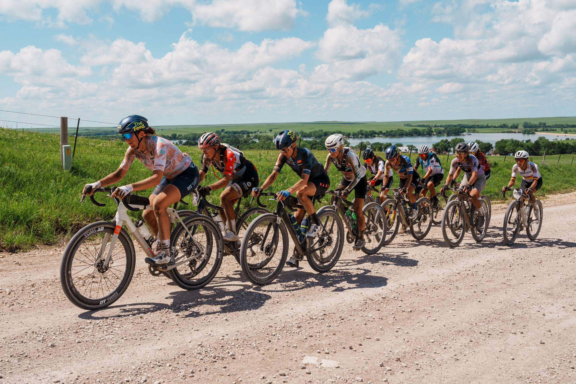 Riders at Unbound Gravel in 2024.