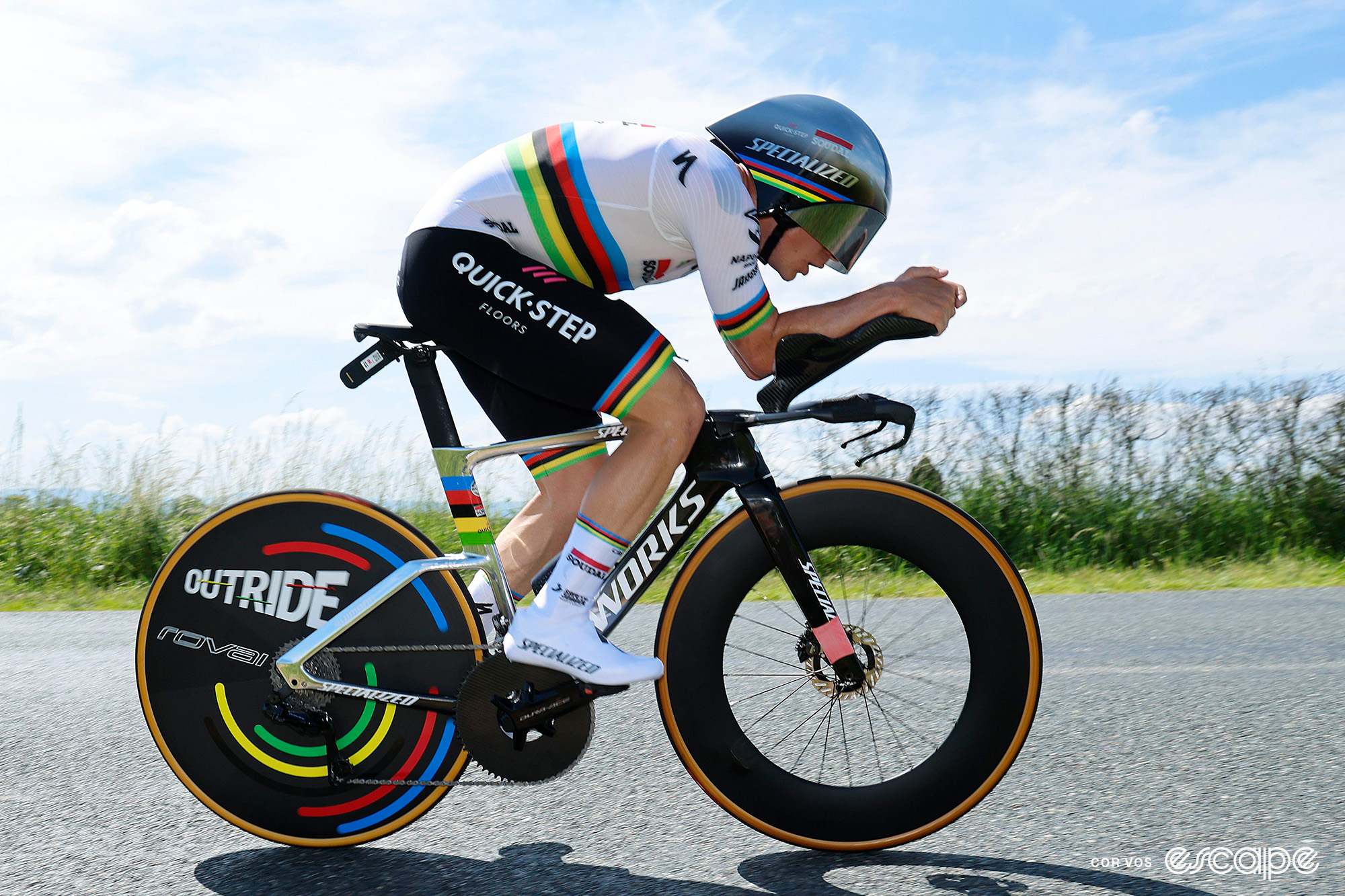 Remco Evenepoel during the 2024 Critérium du Dauphiné time trial.