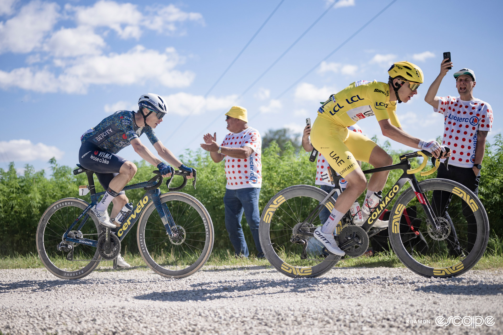 Jonas Vingegaard and Tadej Pogačar on stage 9 of the Tour de France.