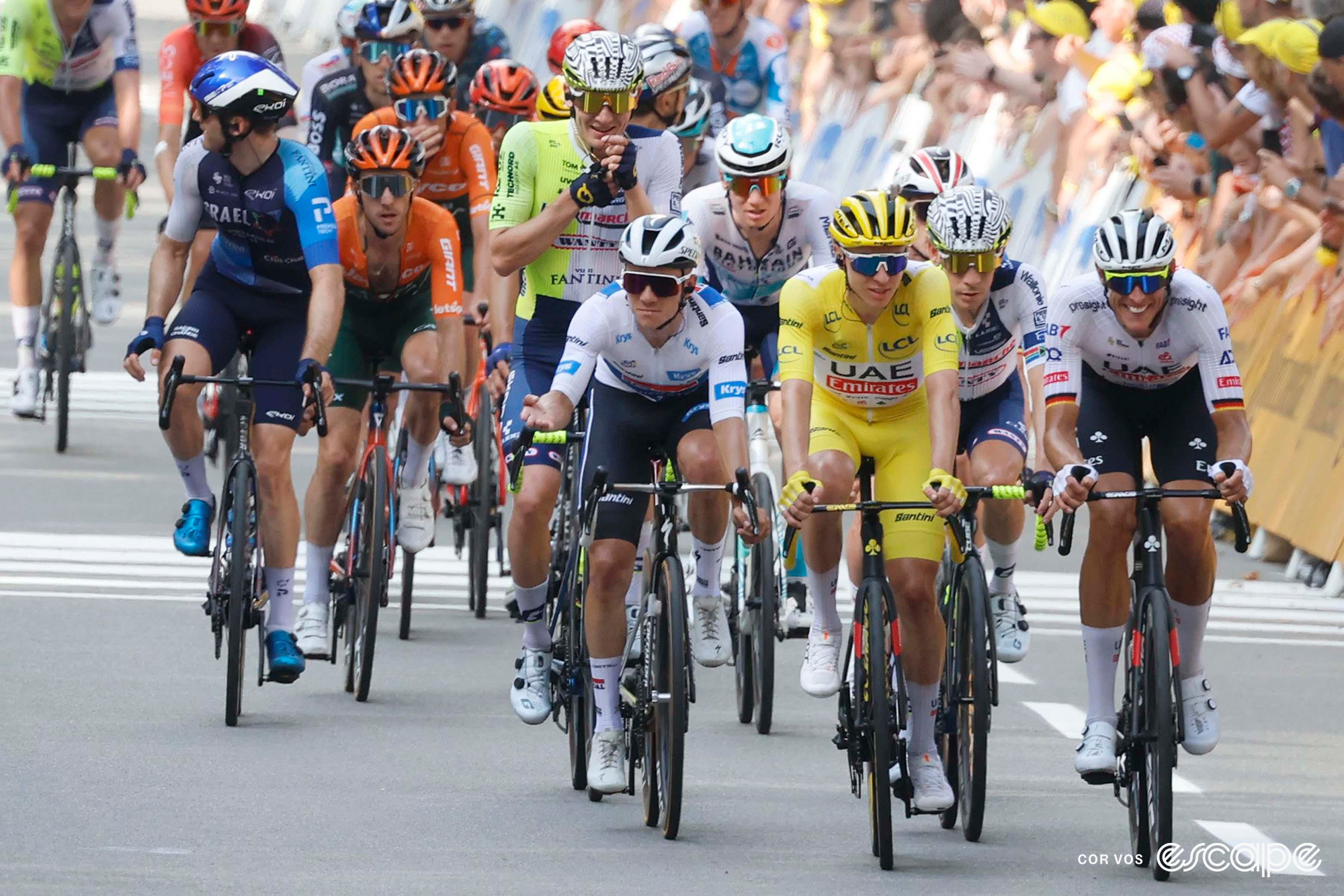 Evenepoel finishes stage three of the Tour de France 2024.