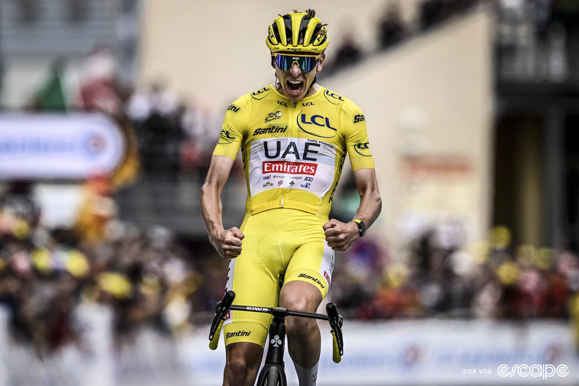 Tadej Pogačar on stage 14 of the Tour de France.