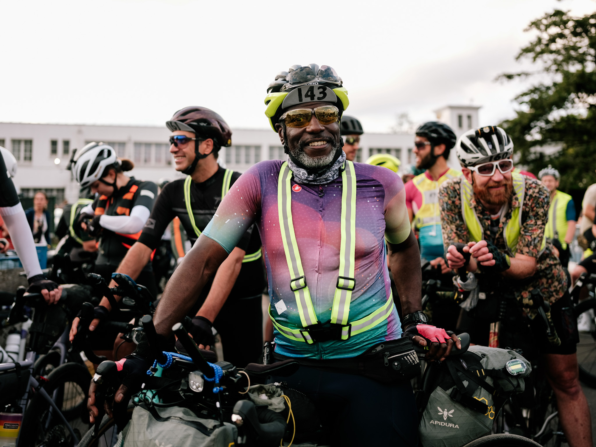 Riders wait on the Roubaix start line. (Credit: Liz Seabrook)