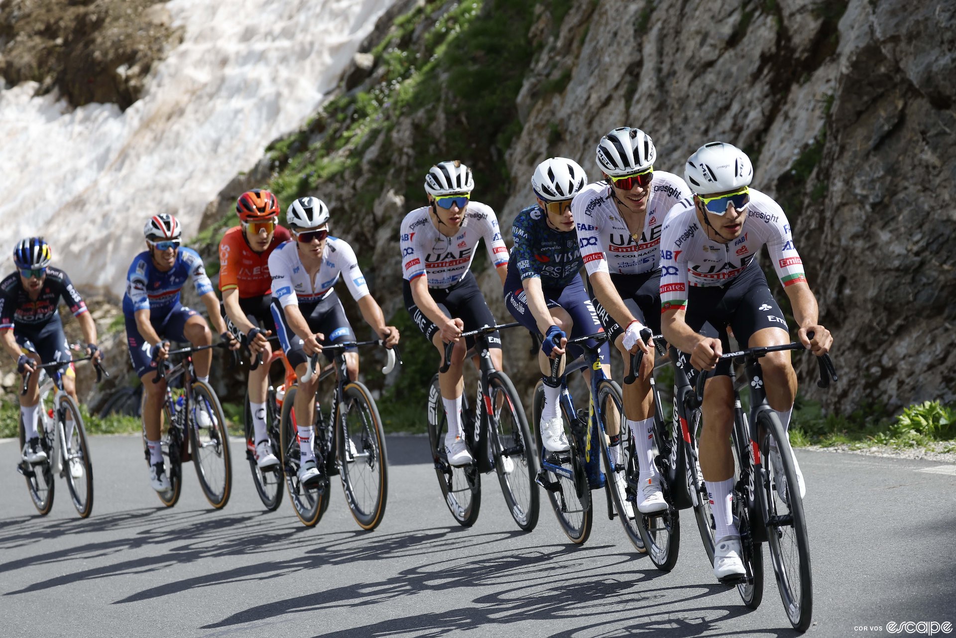 João Almeida leading the GC group on stage 4 of the Tour de France.