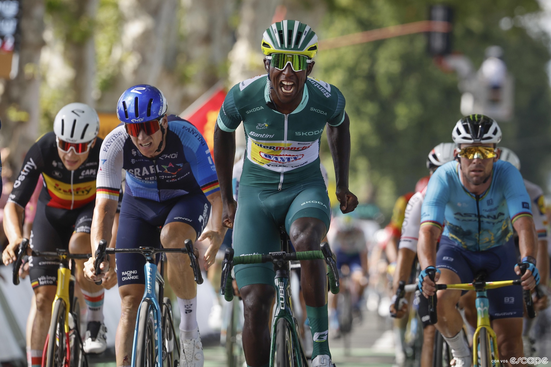 Biniam Girmay wins stage 12 of the Tour de France.