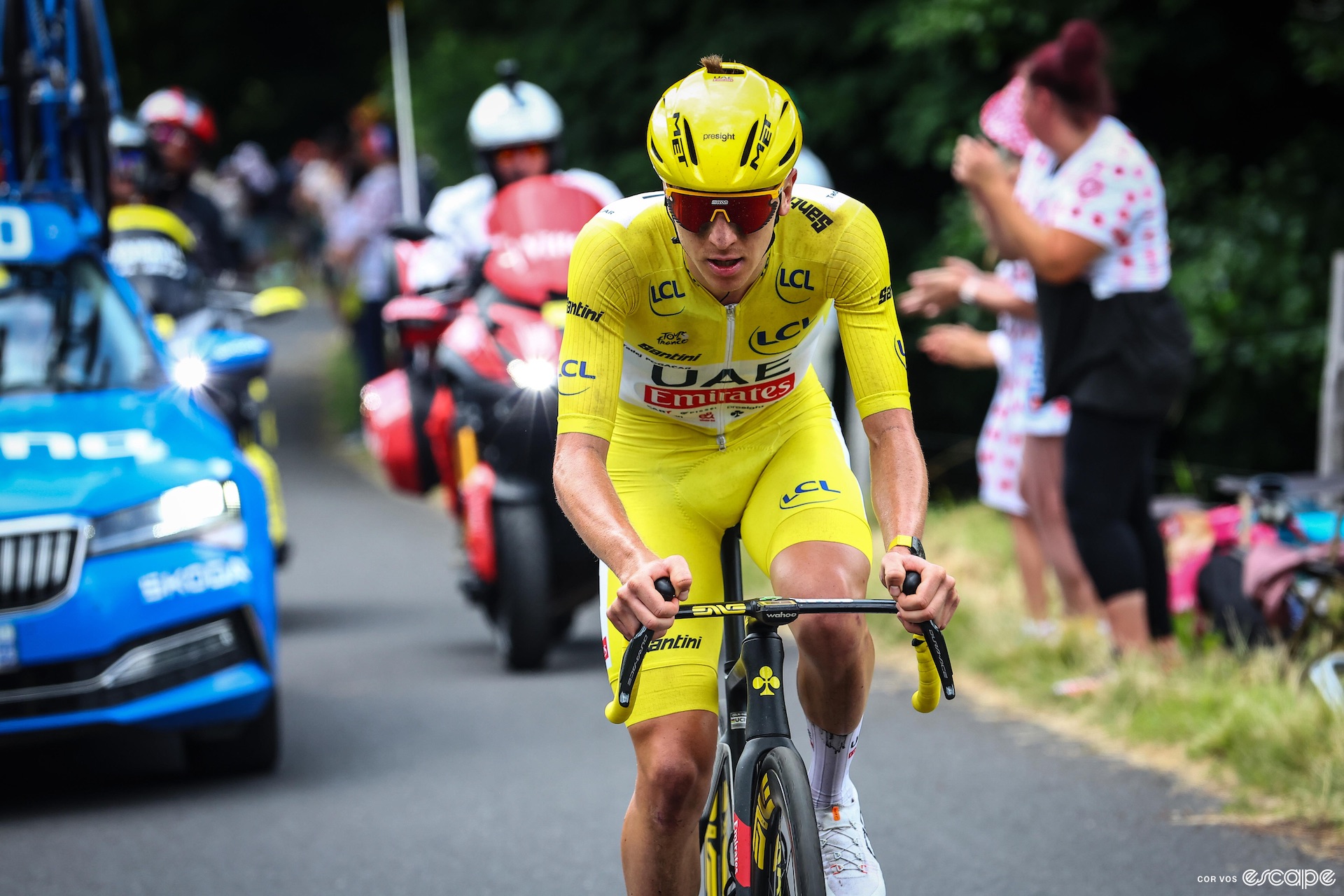 Tadej Pogačar on stage 11 of the Tour de France.