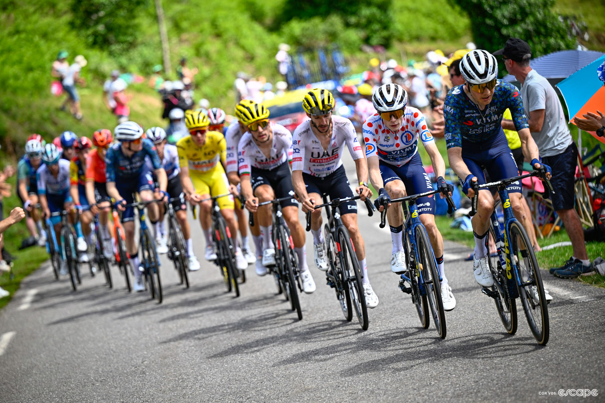 The GC group on stage 15 of the Tour de France.