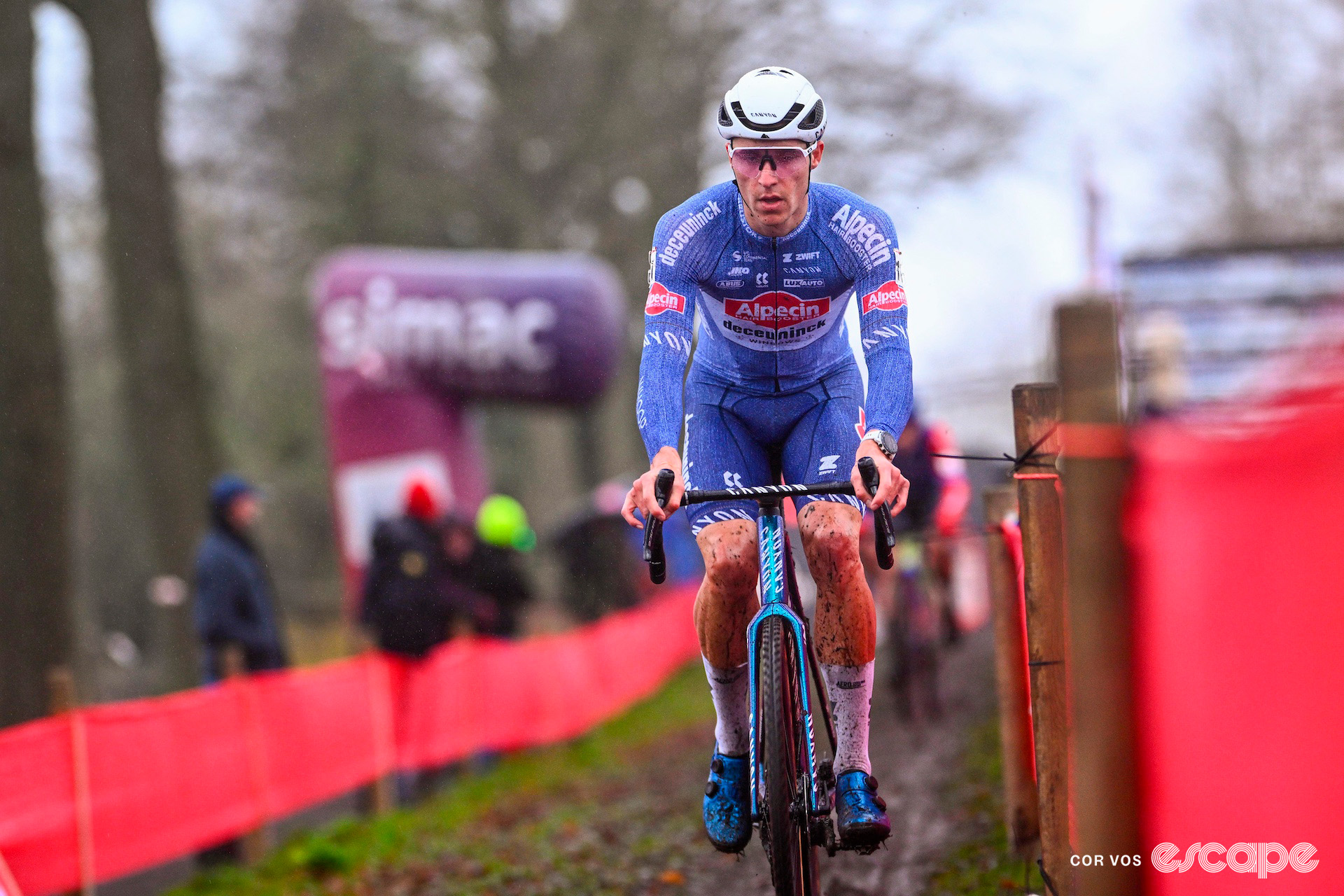 Alpecin-Deceuninck's Niels Vandeputte leads the field during cyclocross World Cup Hulst.